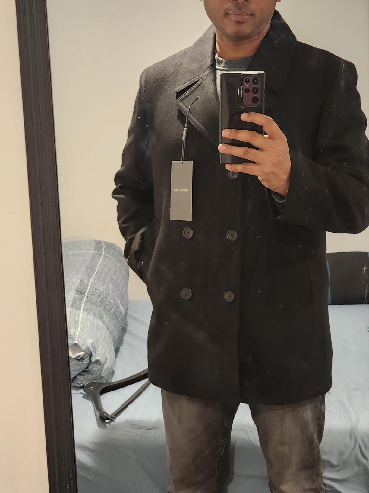 Van Heusen Men's Van Heusen Men's Tatton Classic Double Breasted Peacoat customer photo 1