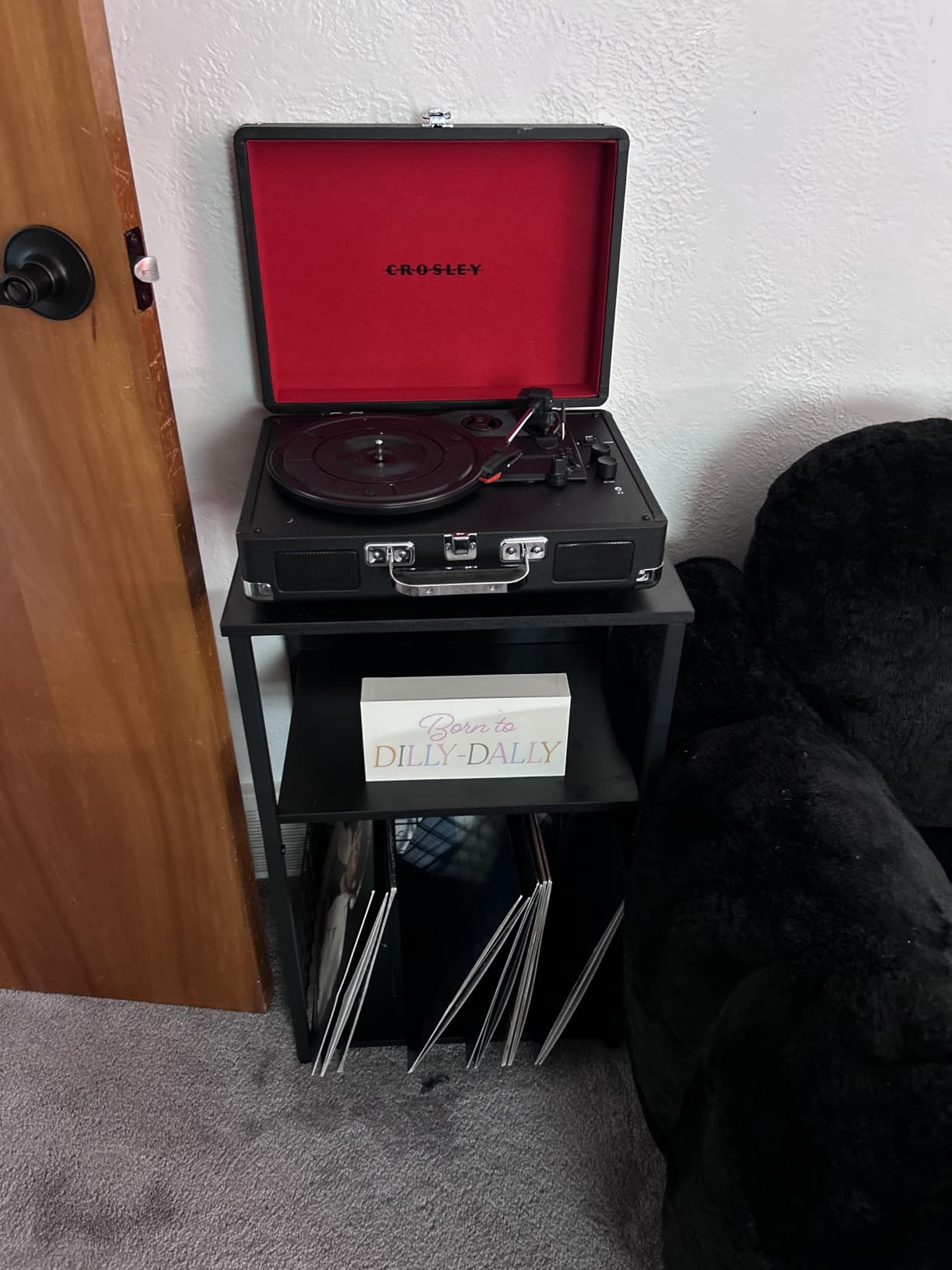 LELELINKY 3 Tier End Table,Record Player Stand with Storage Up to 100 Albums,Turntable Stand for Vinyl,Brown Records Shelf for Living Room Bedroom customer photo 1