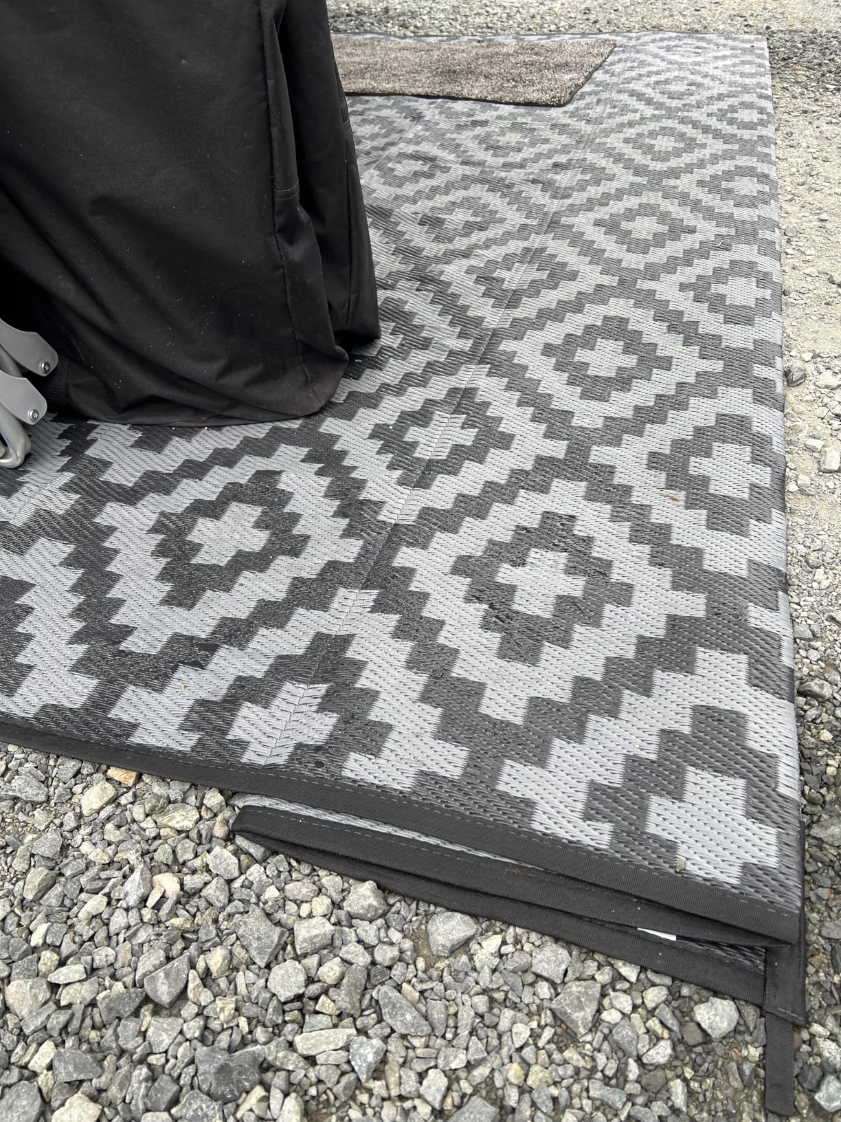 Reversible Mats, Plastic Straw Rug, Modern Area Rug, Large Floor Mat and Rug for Outdoors, RV, Patio, Backyard, Deck, Picnic, Beach, Trailer, Camping, Black & Brown, 6' x 9' customer photo 1