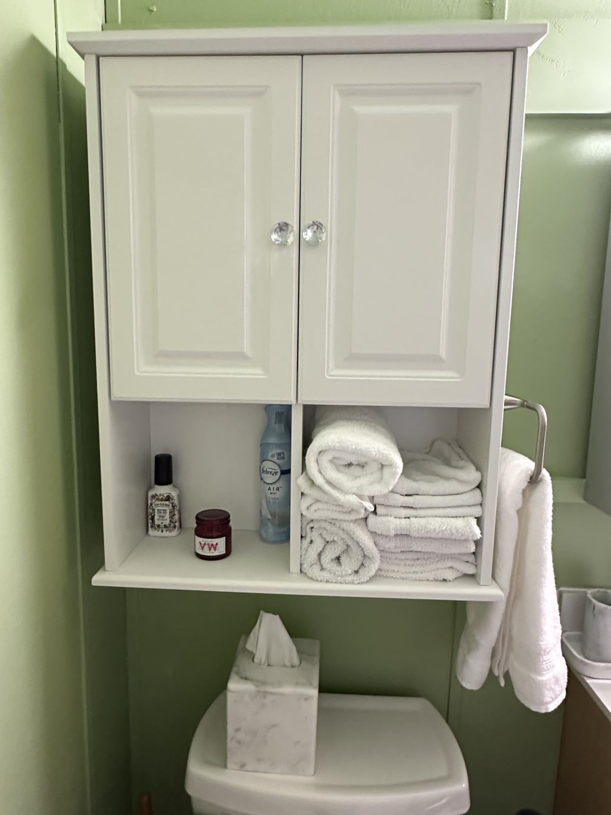 HAIOOU Bathroom Wall Cabinet with Motion Sensor Light, 23.6 Inch - White | Wooden Wall Mounted Medicine Cabinet with Adjustable Shelf, Soft Close Hinges for Over the Toilet Bathroom Storage customer photo 2
