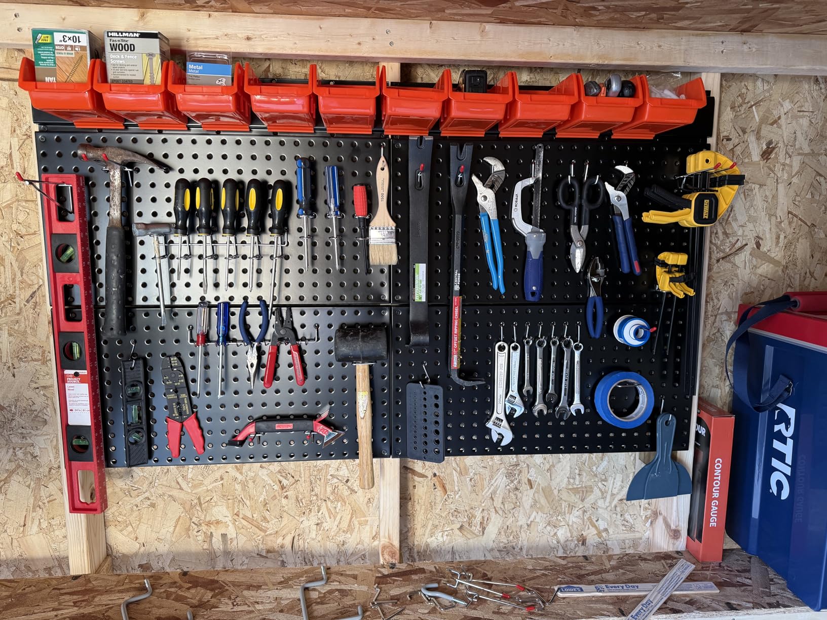 Ultrawall Pegboard Wall Organizer, Black Metal Pegboard Panels, Garage Storage System with Hooks and Storage Bins, 59pcs customer photo 2