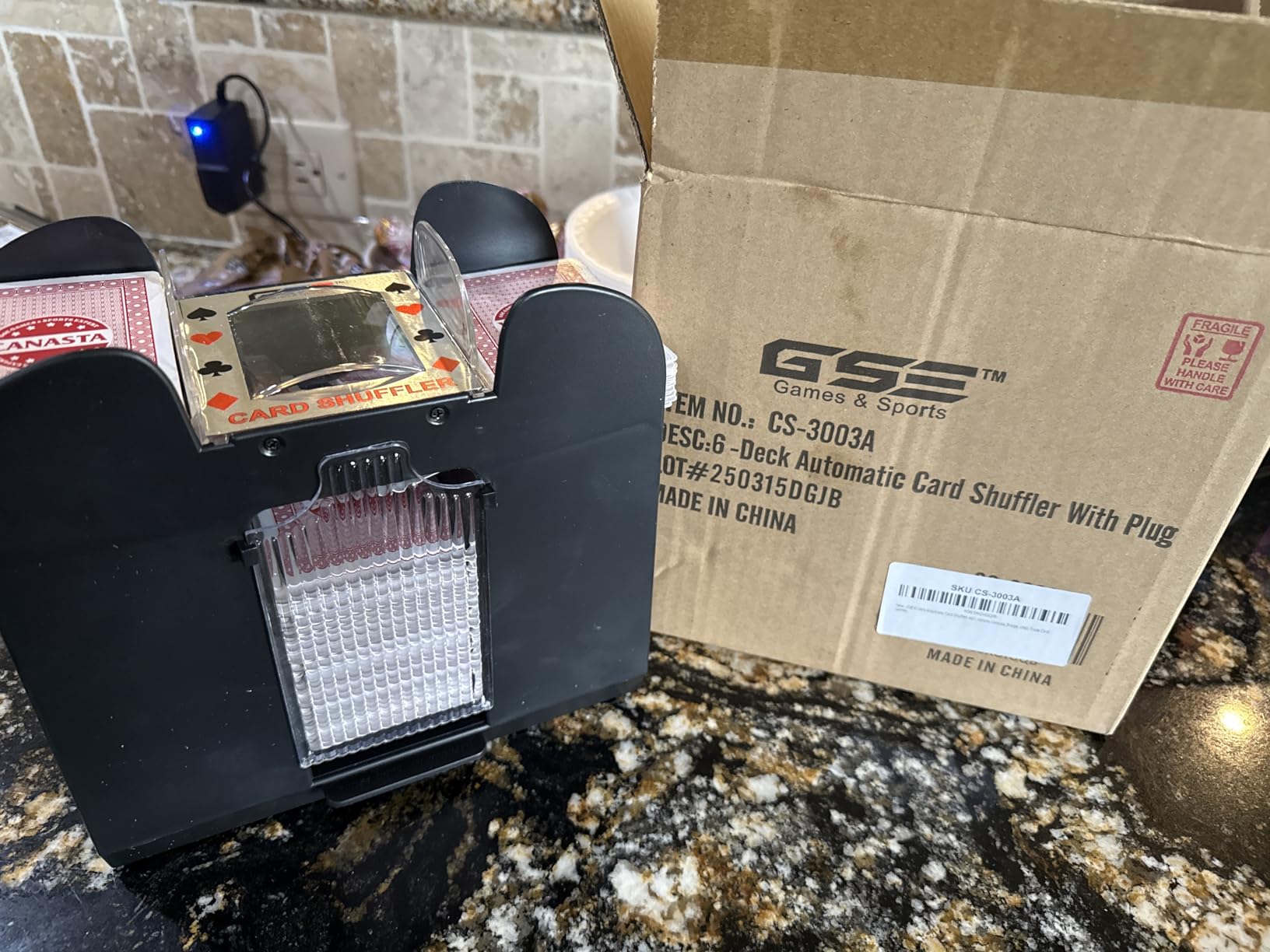 GSE 6-Deck Automatic Card Shuffler, AC/DC-Power & Battery-Operated Machines | Electric Shuffler for Playing Cards, Poker, Blackjack, Texas Hold'em, Canasta, Rummy, Bridge, UNO customer photo 2