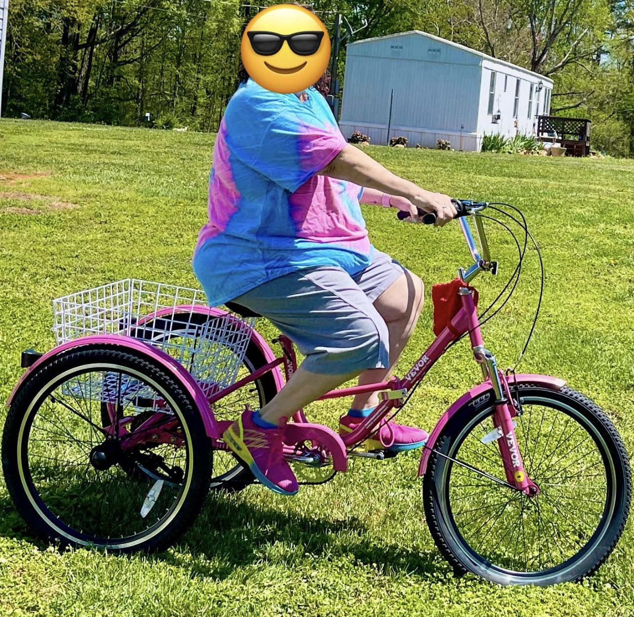 VEVOR Folding Adult Tricycle, 3 Wheel Cruiser Bike with Large Basket & Adjustable Seat for Women, Men, Seniors customer photo 1