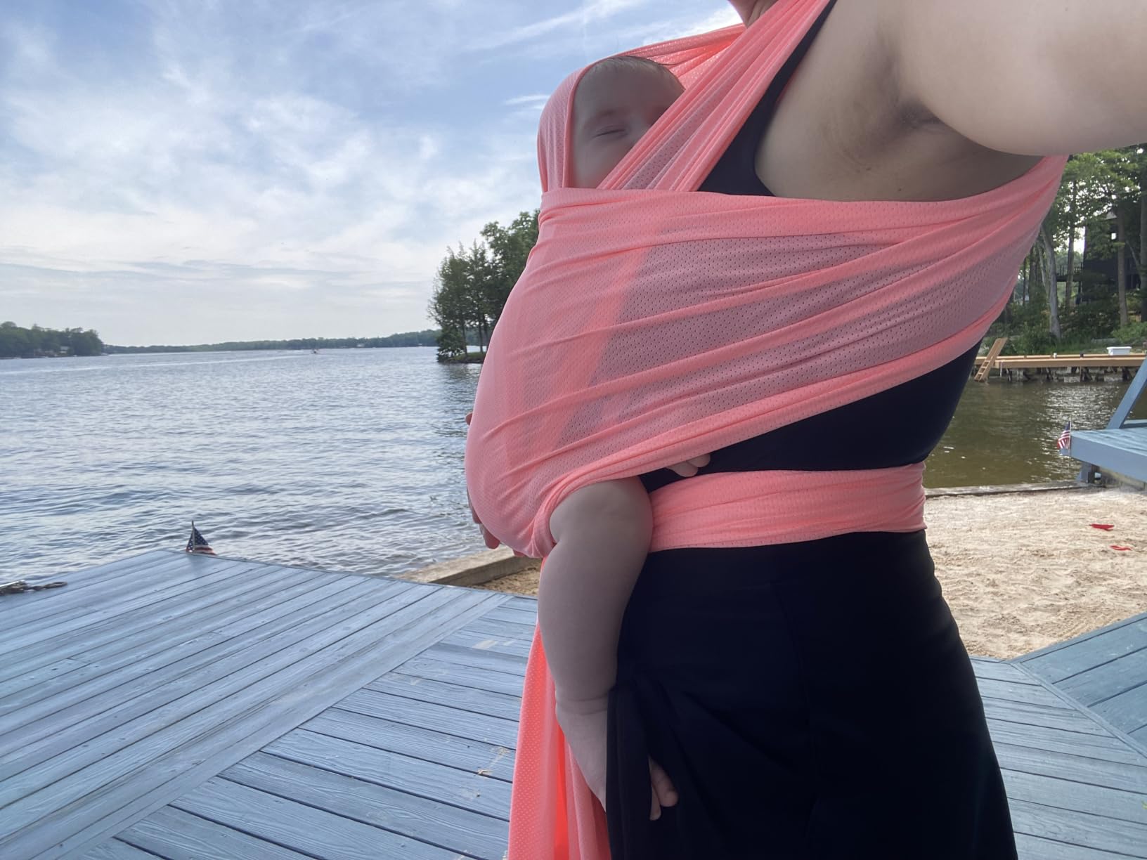 Pink Water Baby Carrier Wrap Sling for Summer Pool Water Adventures | Lightweight Breathable Mesh, Dry Fast, Supersoft, Adjustable Shoulder for Customizable Comfort, for Newborn Infant to Toddler customer photo 1