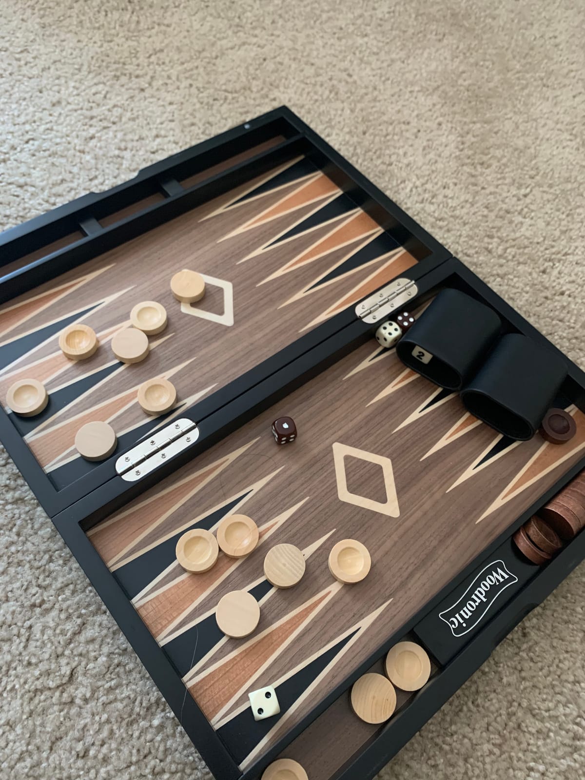 Wooden Backgammon Set for Adults - 19 Inch Classic Board Game Case - Premium Folding Backgammon Set with Wooded Playing Pieces, Dices - Large Wood Inlaid Travel Backgammon Game Set for 2 Players customer photo 1