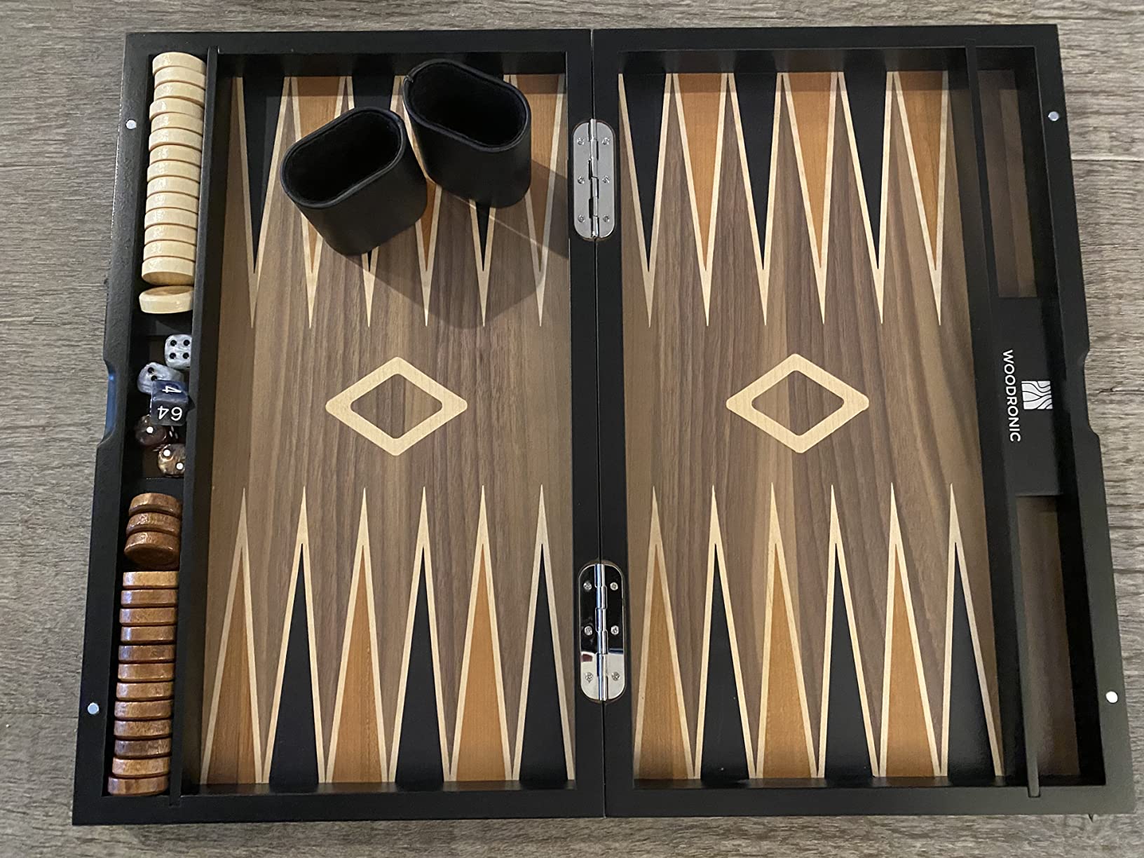 Wooden Backgammon Set for Adults - 19 Inch Classic Board Game Case - Premium Folding Backgammon Set with Wooded Playing Pieces, Dices - Large Wood Inlaid Travel Backgammon Game Set for 2 Players customer photo 2