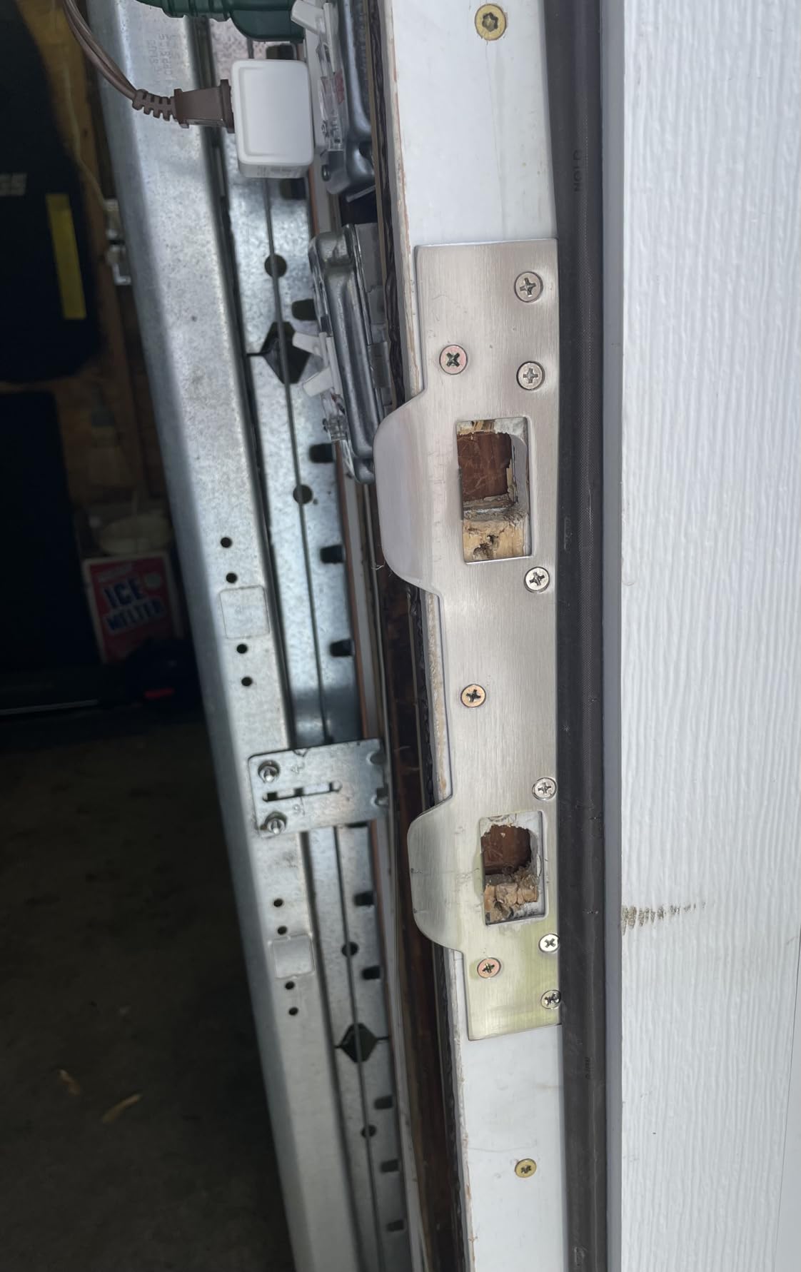 Door Strike Plate Reinforcement Plate - Front Door Security Devices Metal Striker Plates Door Latch Plate with 5-1/2 inch to 6 inch Hole for Exterior Interior Door Deadbolt Fix Door Frame Door Jamb customer photo 2