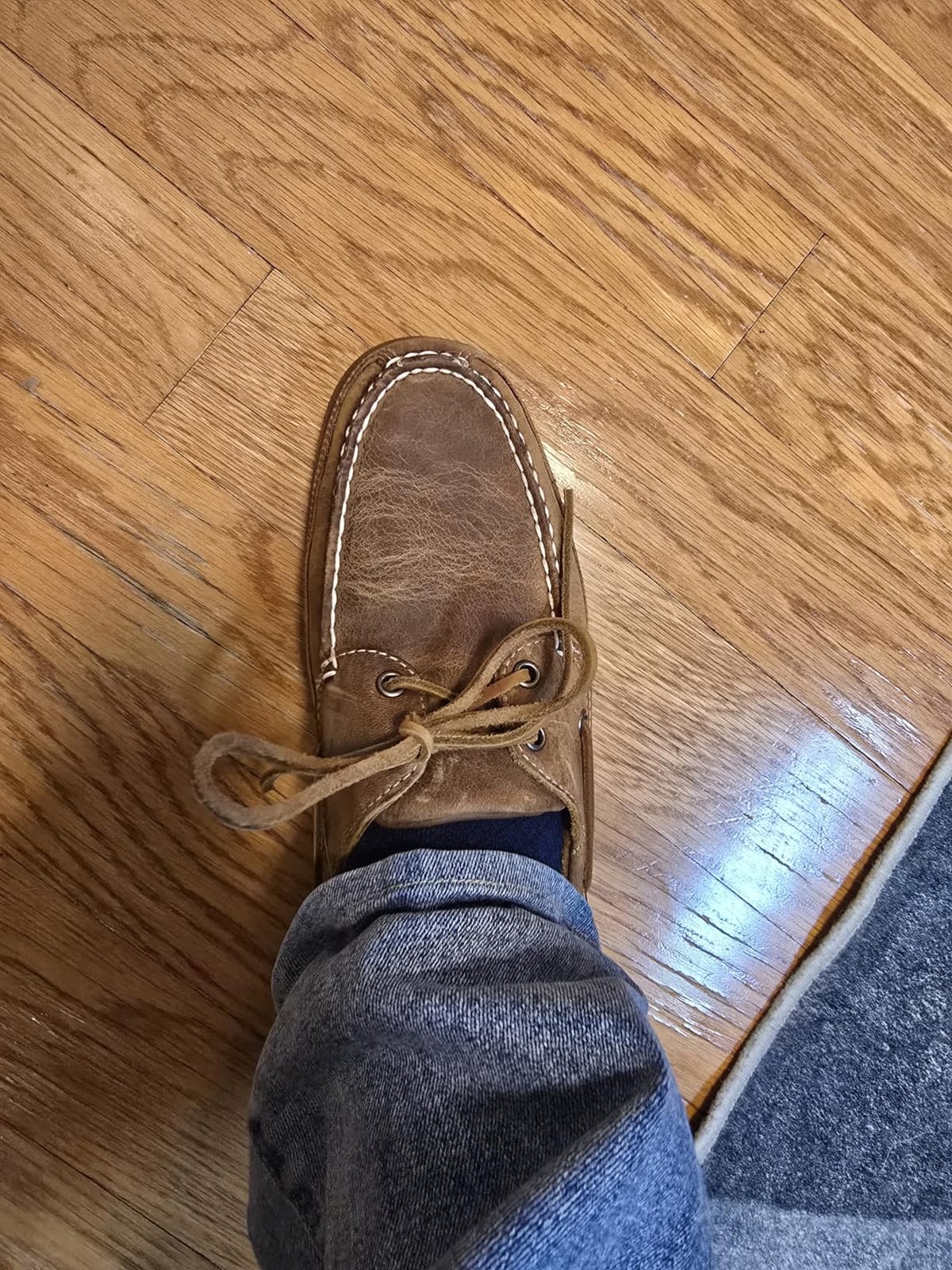 Sebago Schooner Leather Boat Shoes - Waterproof Leather, Natural Polish Finish, 360° Rawhide Laces & Non-Marking Siped Soles customer photo 2