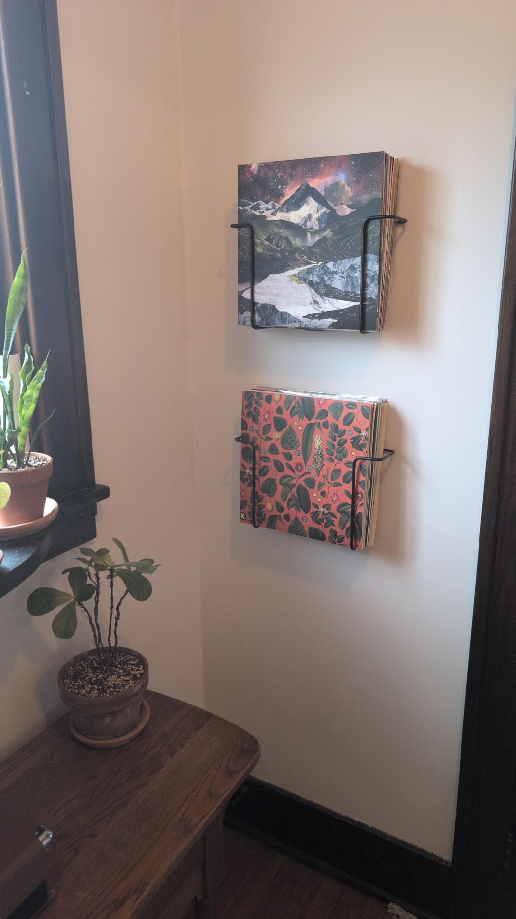 MyGift 2-Pack Vinyl Wall Mount Holder - Floating Record Shelf for Vinyl Display, Black Metal Record Wall Display Shelves customer photo 1