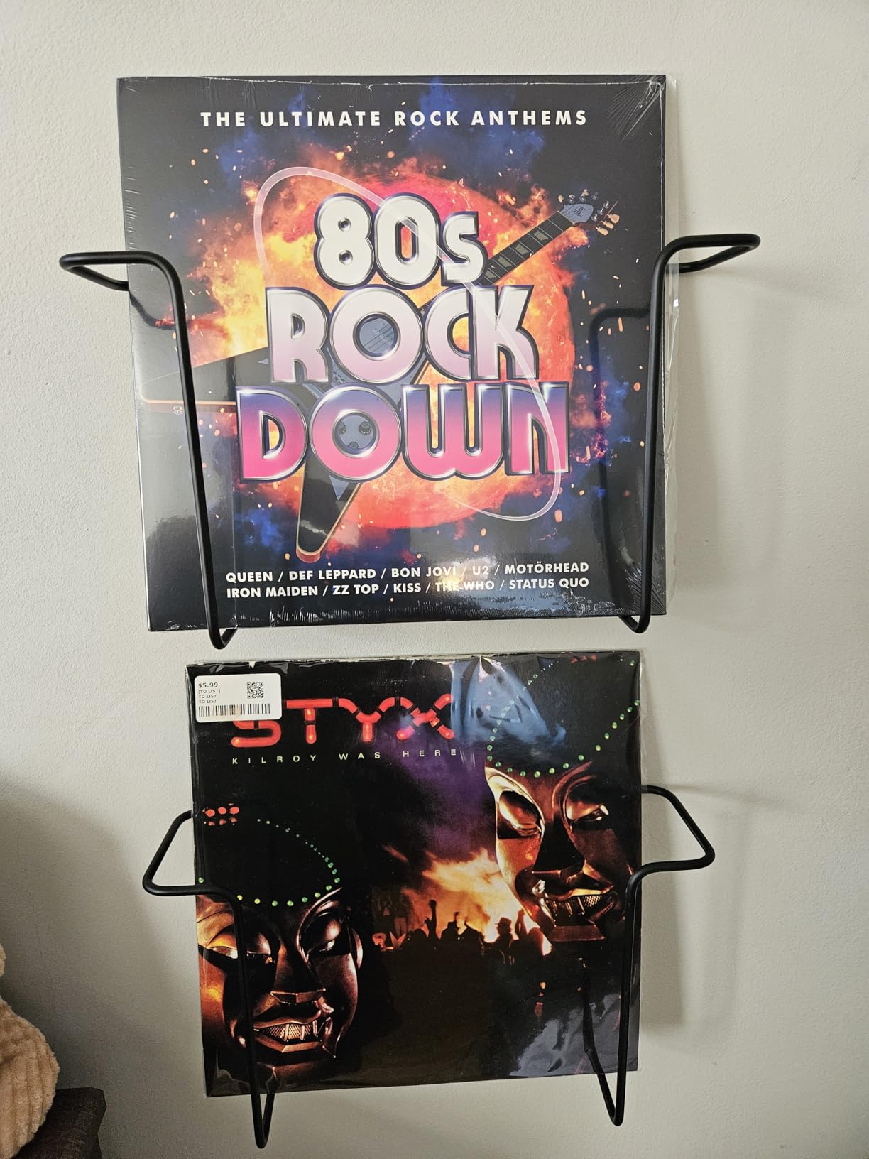 MyGift 2-Pack Vinyl Wall Mount Holder - Floating Record Shelf for Vinyl Display, Black Metal Record Wall Display Shelves customer photo 2