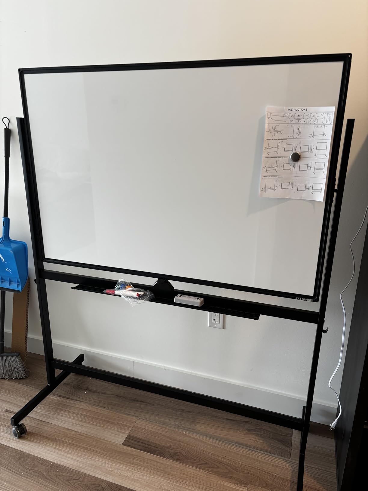 TSJ OFFICE Large Rolling Whiteboard - Dry Erase Magnetic 48 x 32 Inches White Board Height Adjust Double Sided Mobile Portable Easel on Wheels, Dry Erase Board with Stand for Office, Home & Classroom customer photo 1