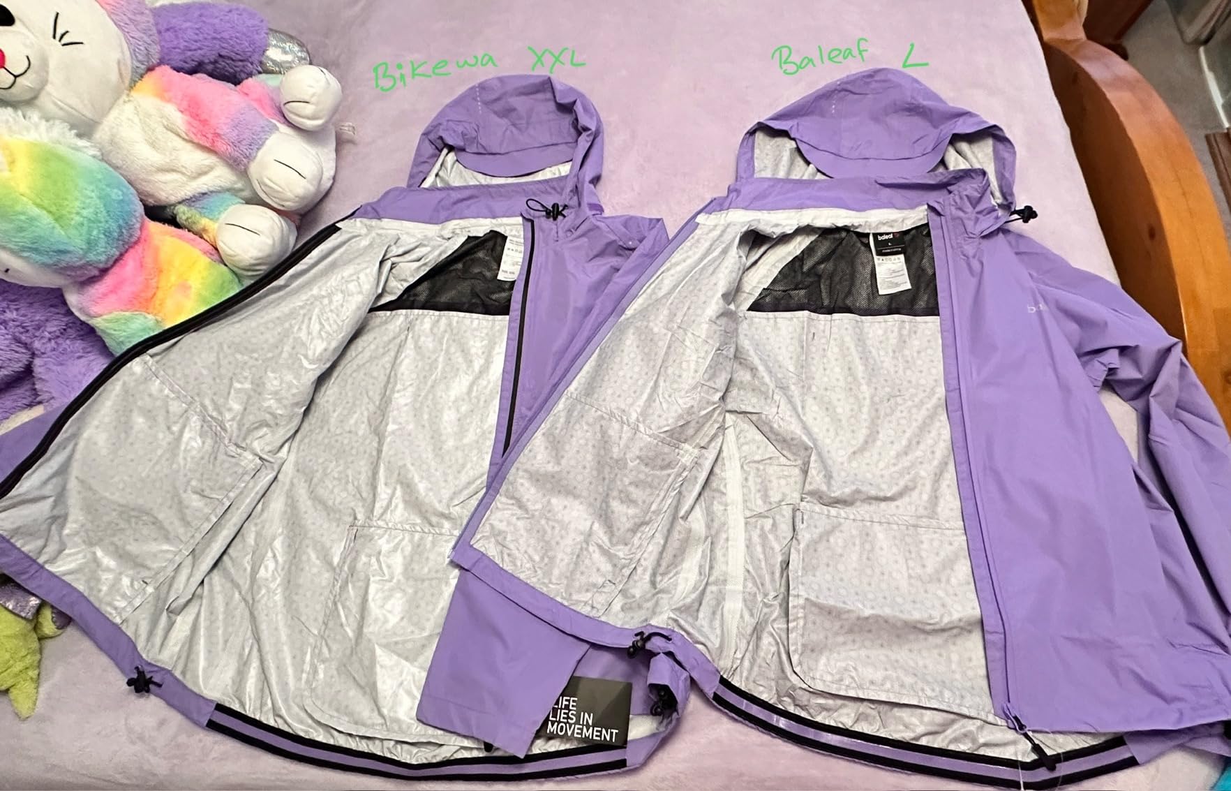 baleaf Packable Rain Jacket Women Waterproof Lightweight Jackets Hooded | Windbreaker Reflective Running & Cycling Rain Coat; Fully Waterproof Zipper and Breathable for Travelling, Hiking and Outdoor customer photo 1