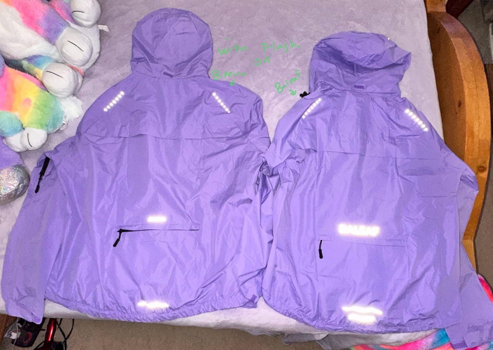 baleaf Packable Rain Jacket Women Waterproof Lightweight Jackets Hooded | Windbreaker Reflective Running & Cycling Rain Coat; Fully Waterproof Zipper and Breathable for Travelling, Hiking and Outdoor customer photo 2