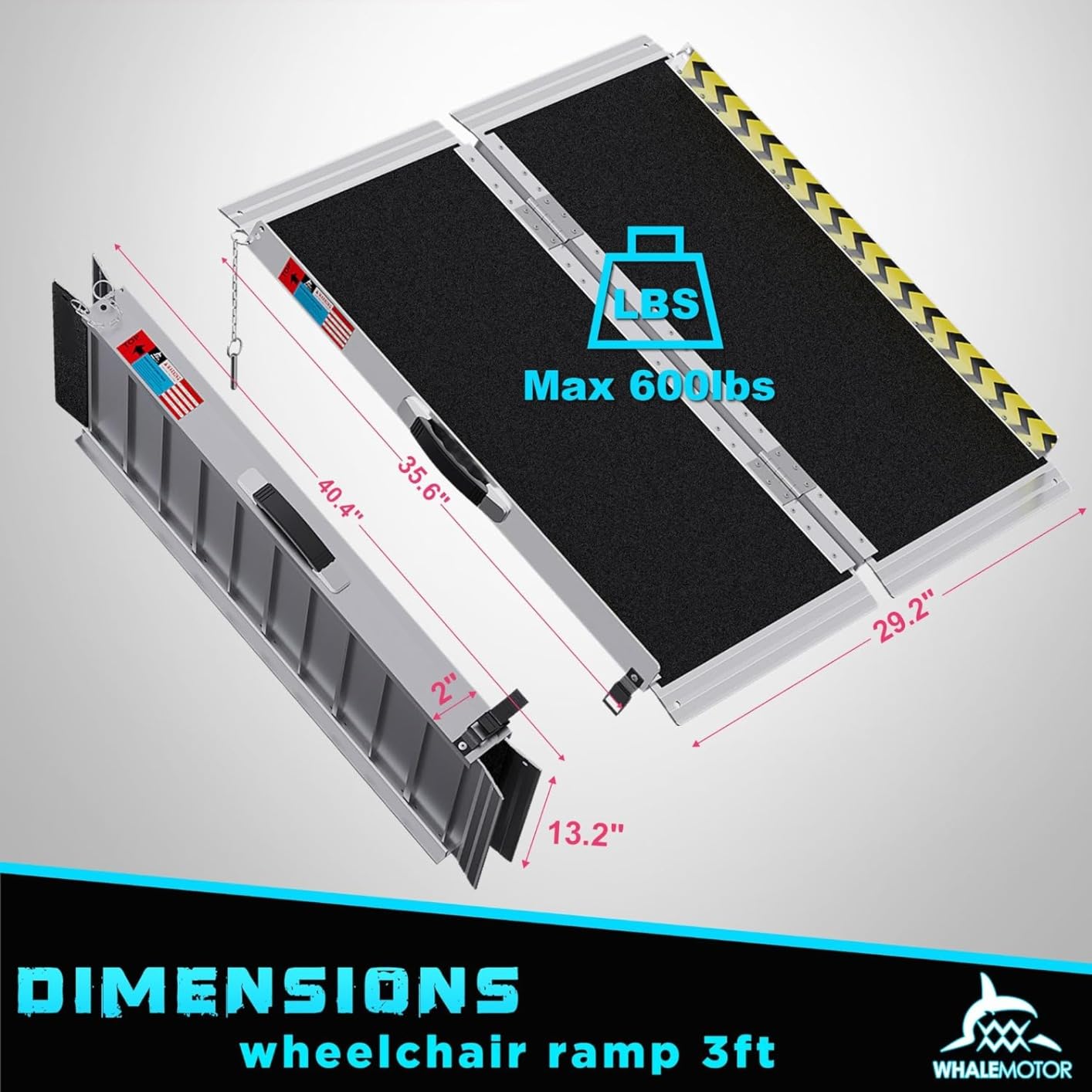WHALEMOTOR Portable Wheelchair Ramp 4FT, Anti-Slip Aluminum Folding Portable Ramp, Wheelchair Ramps for Home, Weight Capacity Up to 800 LBS, with Transition Plates Above and Below, Loading Dock Plates customer photo 1