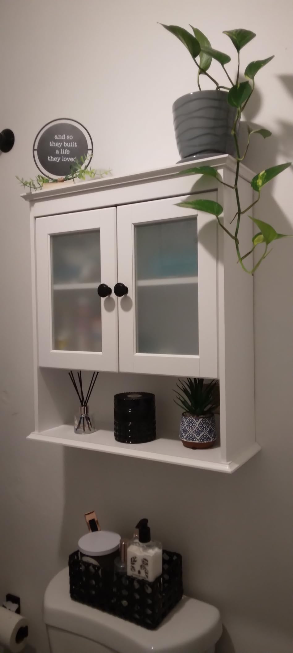 Spirich Bathroom Wall Cabinet with Glass Doors, White Medicine Cabinet | FSC-Certified MDF, Adjustable Shelf, Open Bottom Shelf, Wall Mount Storage for Bath, Kitchen, Laundry Room or Entryway customer photo 2