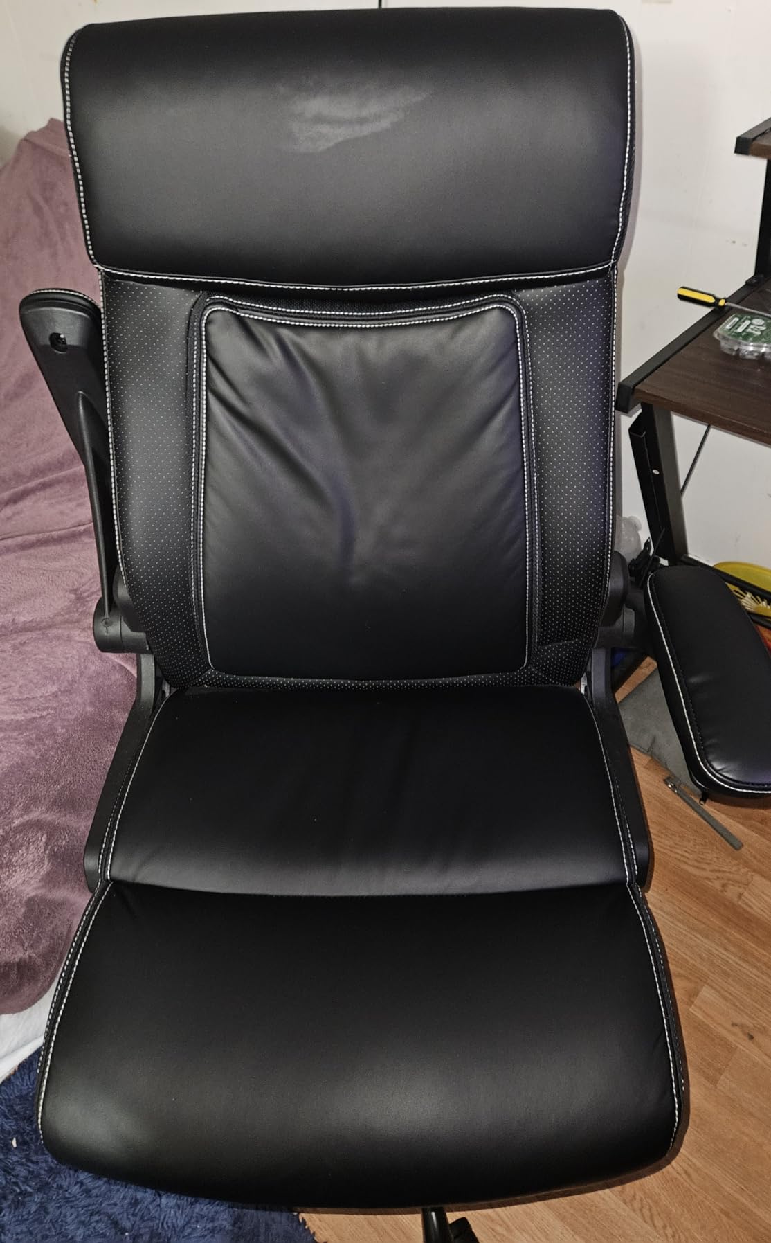 ralex-chair Big and Tall Leather Office Chair, 500lbs for Heavy People | High Back Computer Desk Chair with Flip-up Armrests, Swivel Chair with Adjustable Height (Black) customer photo 1