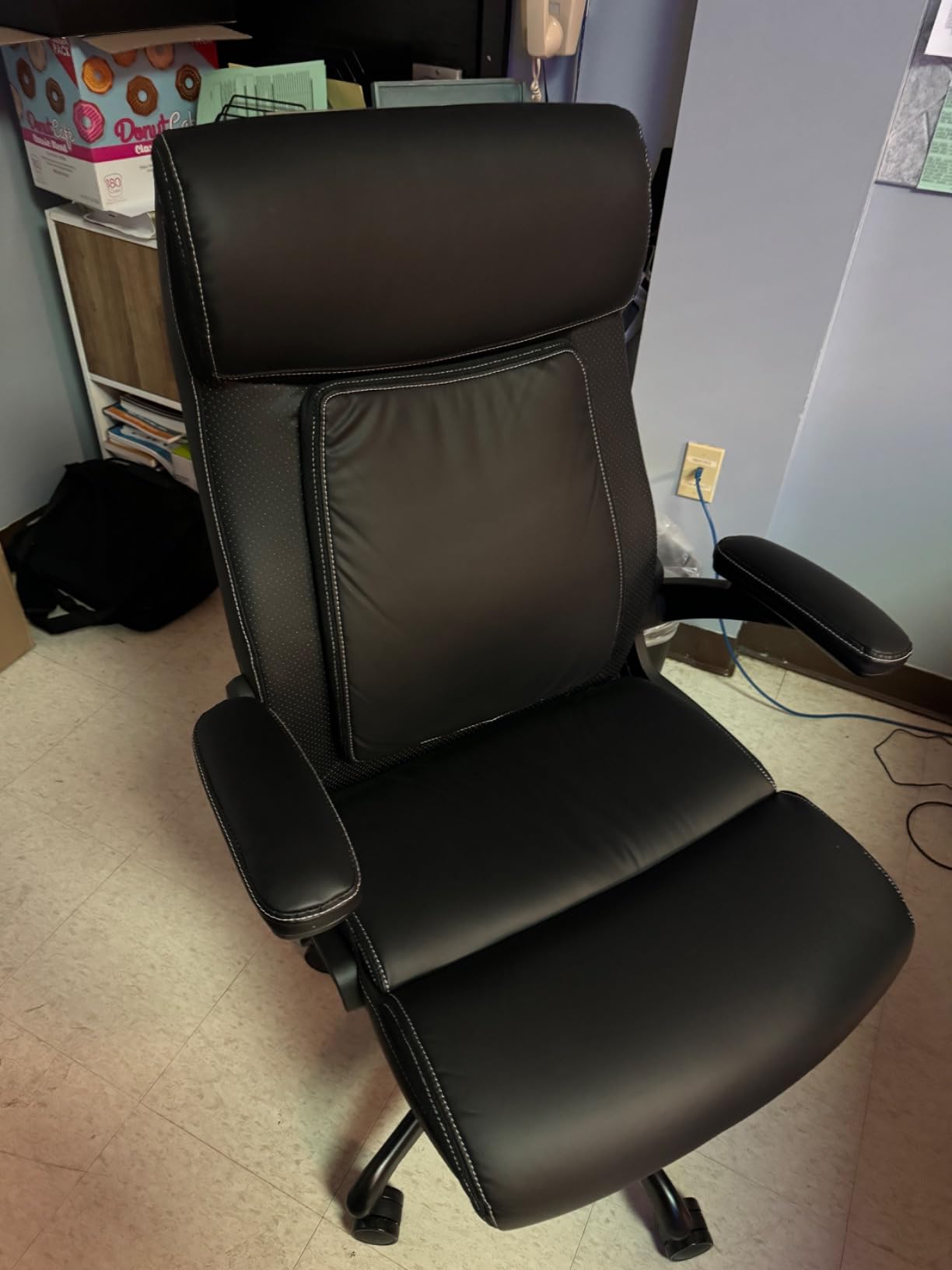 ralex-chair Big and Tall Leather Office Chair, 500lbs for Heavy People | High Back Computer Desk Chair with Flip-up Armrests, Swivel Chair with Adjustable Height (Black) customer photo 2