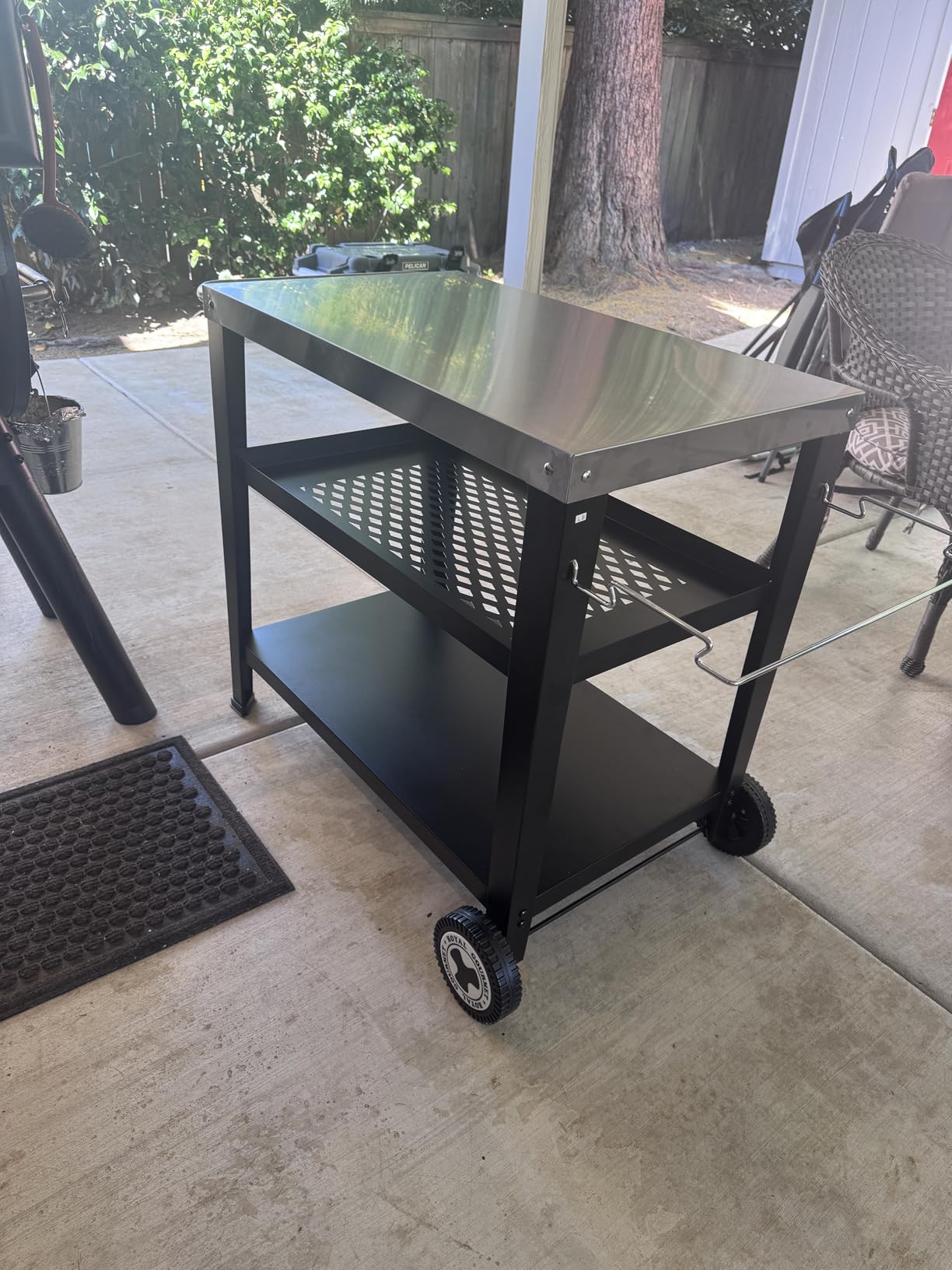 Royal Gourmet PC3404S Movable 3-Shelf Grill Table, Stainless Steel Tabletop | 34