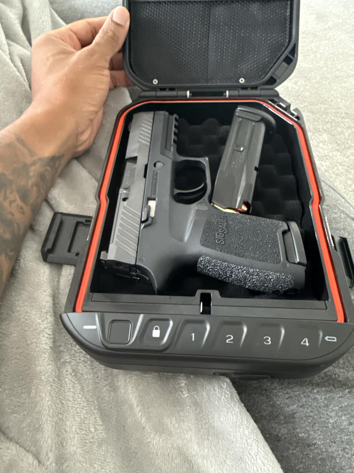 VAULTEK LifePod 10 Compact Lockable Weatherproof Case with Built-in Lock, Steel Security Cable, & TSA Handgun Case or Car Safe, Portable Travel Pistol Safe/Covert Black/Biometric customer photo 2