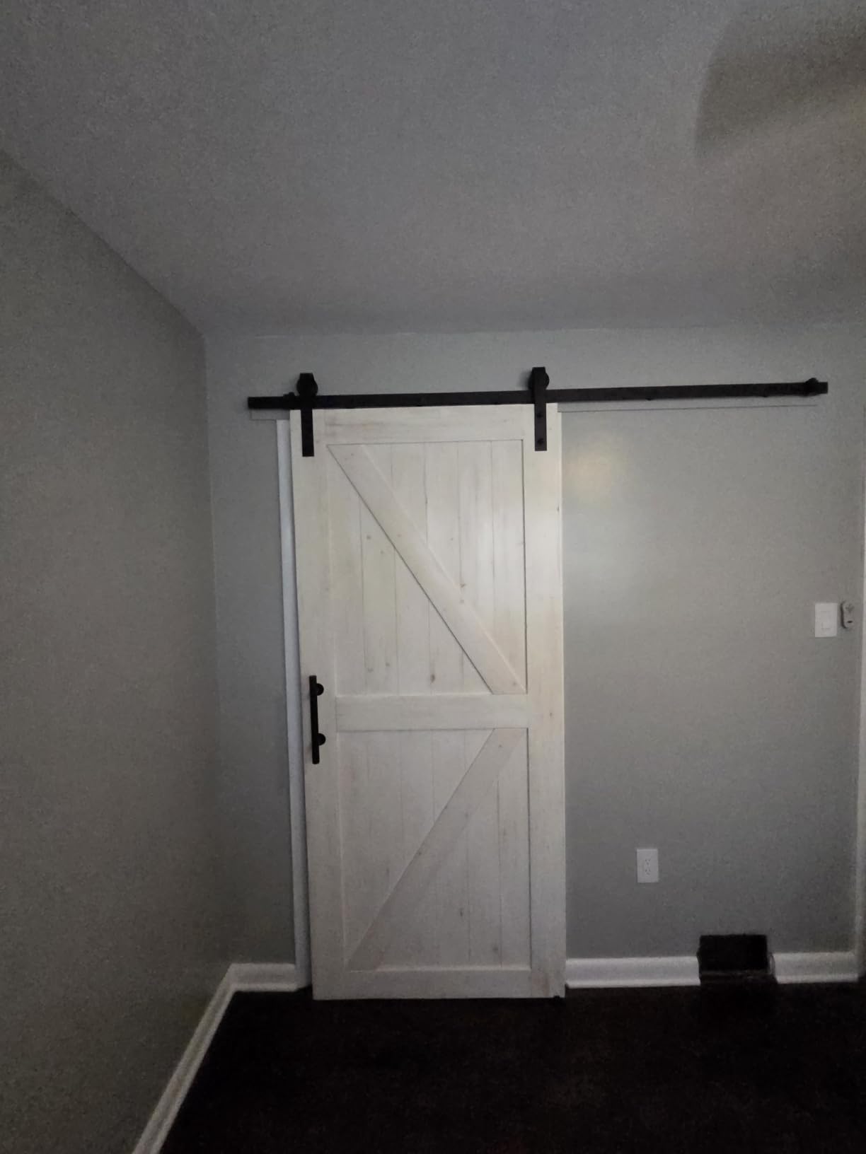 SMARTSTANDARD 36in x 84in Sliding Barn Door with 6.6ft Barn Door Hardware Kit Included, Unfinished Solid Spruce Wood Door, Assembly Required, DIY, Stainable, Natural customer photo 1
