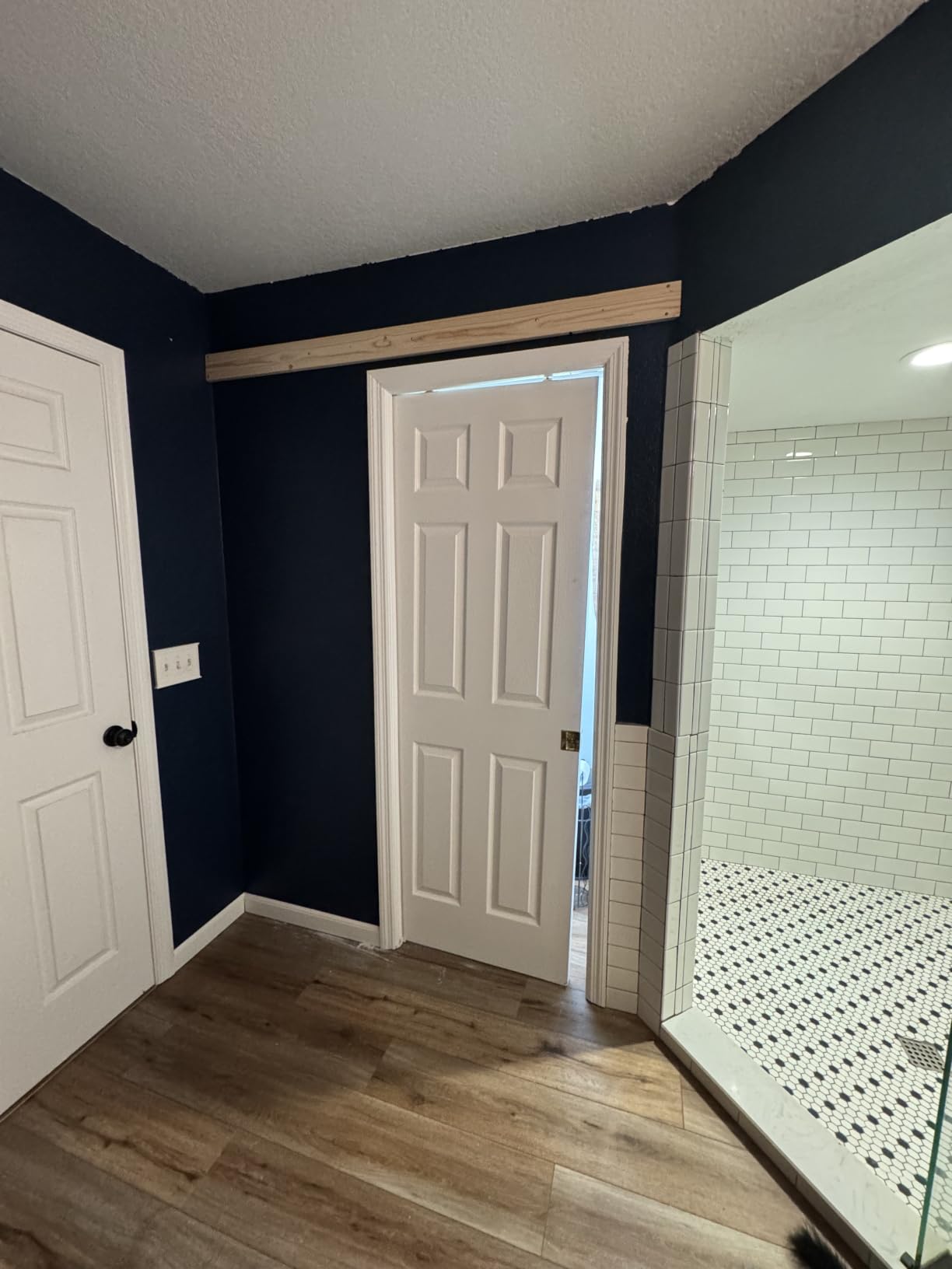 SMARTSTANDARD 30in x 80in Sliding Barn Door with 5ft Barn Door Hardware Kit Included, Unfinished Solid Spruce Wood Door, Assembly Required, DIY, Stainable, Natural customer photo 1