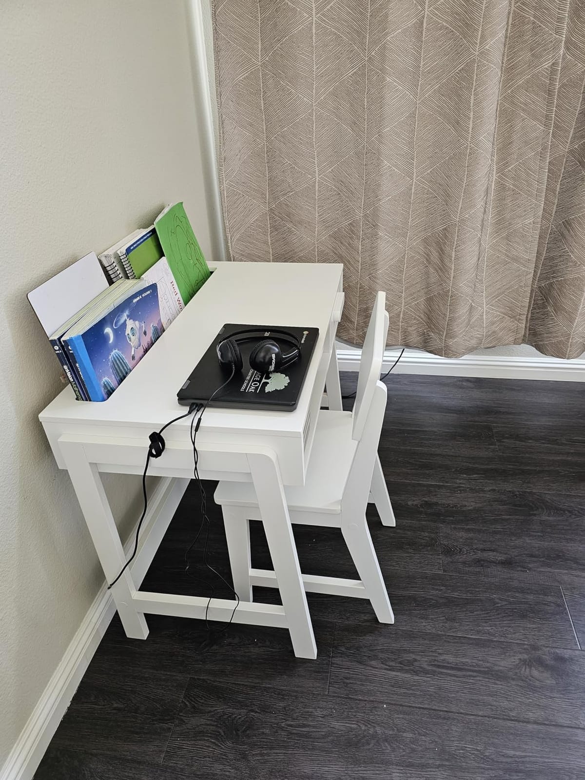 UTEX Wooden Kids Desk and Chair Set with Open Storage & 1 Drawer | Kids Study Desk with Tabletop Organizer, Solid Wood Legs, Ergonomic Chair, Water-based Paint, Extended Desktop For Study Room customer photo 1