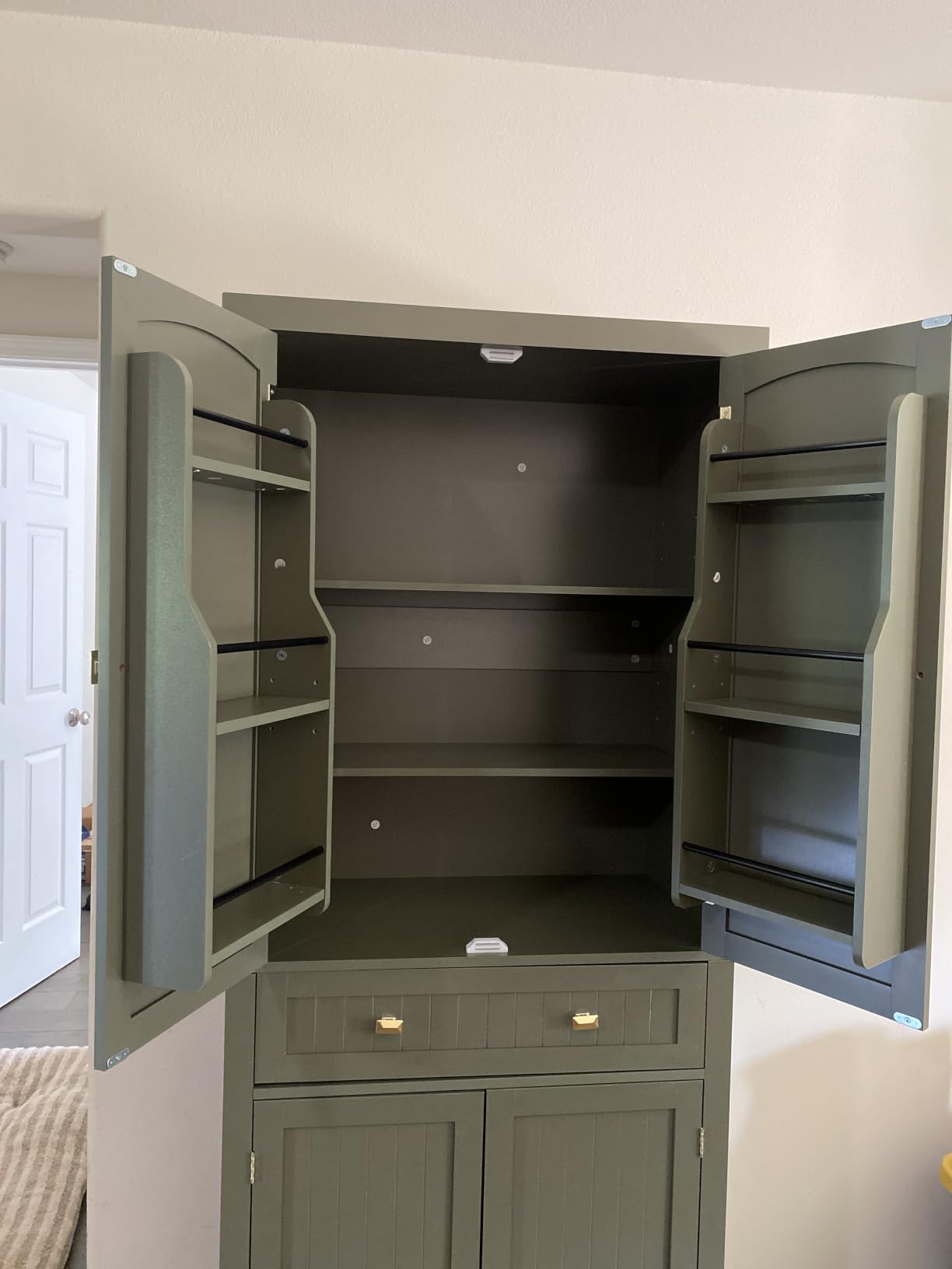 VASAGLE Pantry Cabinet, Freestanding Tall Cupboard with a Drawer | 15.7 x 30 x 71.7 Inches, 2 Cabinets, 4 Adjustable Shelves, White, HELAN Collection UBBC561P31V2 customer photo 1
