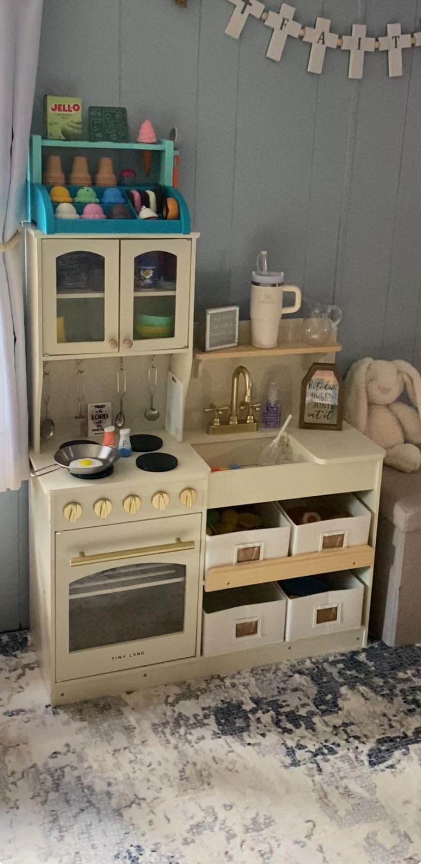 Tiny Land Wooden Play Kitchen for Kids with Toy Storage for Pretend Play | Built-In Cabinets, Felt Bins & Cookware Accessories Make Cleanup Easy While Encouraging Organizational Skills customer photo 2