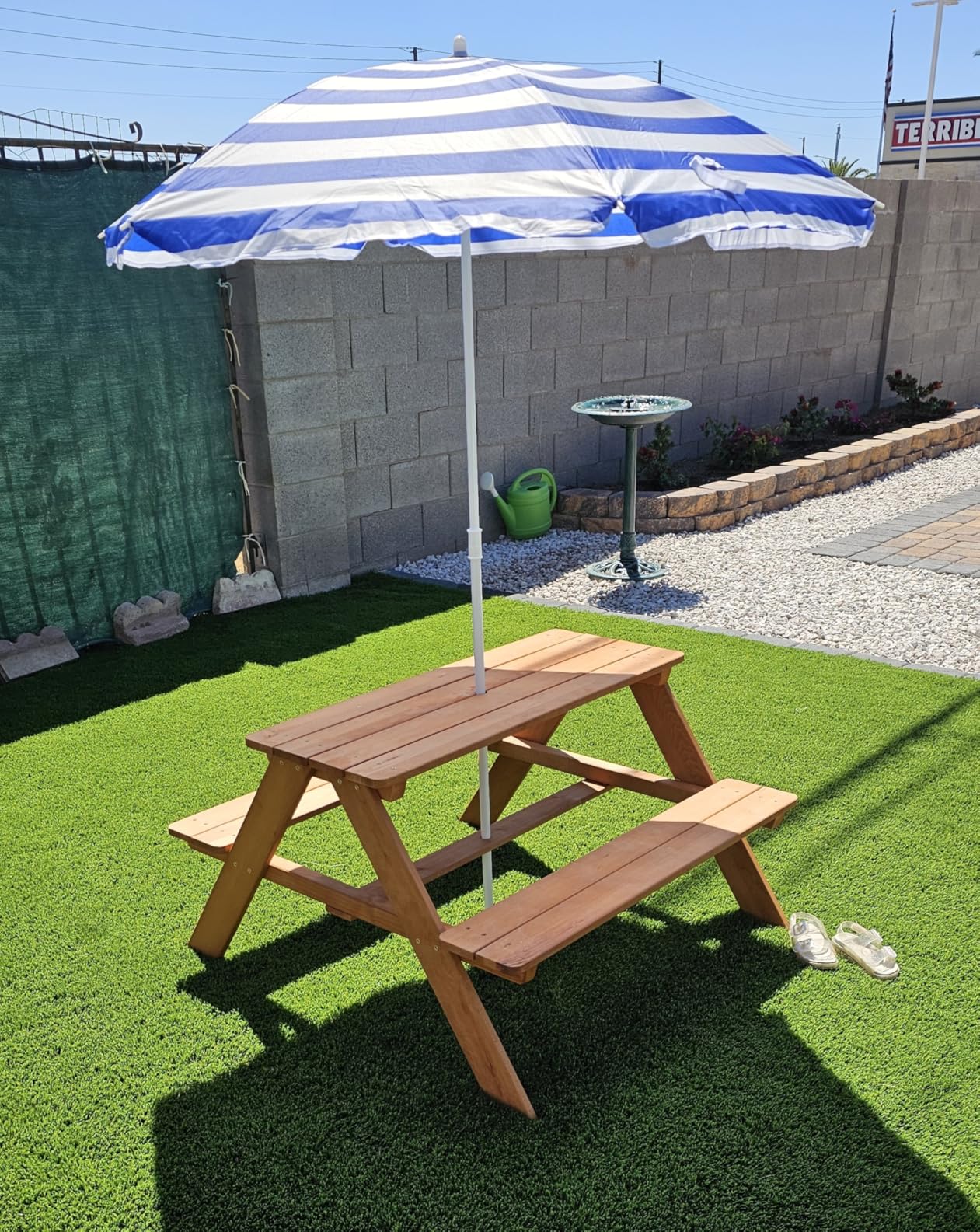 Best Choice Products Wooden Kids Picnic Table with Umbrella, Outdoor Activity Table Set with Built-in Benches, 220 lb Capacity per Bench - Aqua customer photo 2