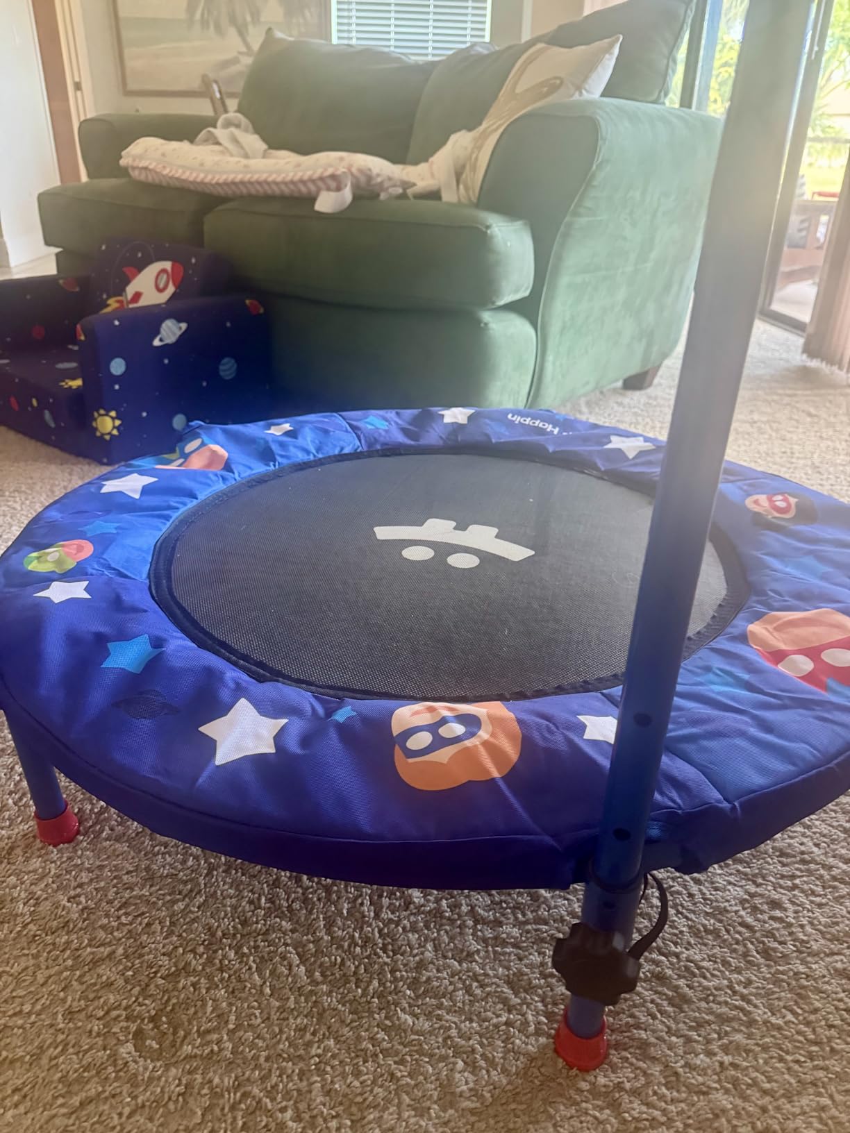 Happin 36'' Toddler Trampoline Indoor, Foldable Mini Trampoline for Kids Ages 2-6, ASTM Certified, Adjustable Handle, Safety Pad for Indoor & Outdoor, Baby Trampolines, for Boy & Girl customer photo 1