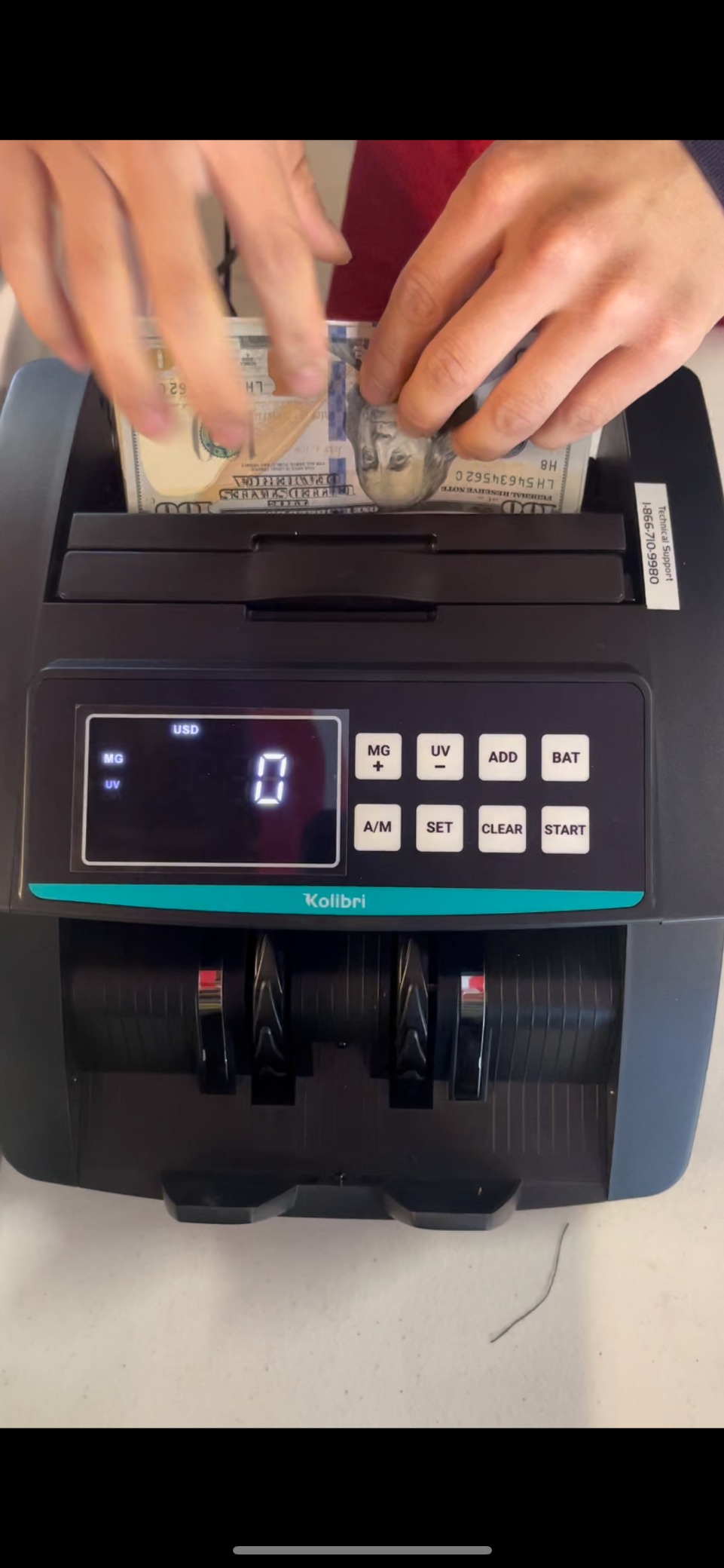 Money Counter Machine I 4.5 TFT Display I Business Grade I Advanced IR/UV/MG/MT/DD/HLF Detection I Mixed Denomination (USD) I 1,200 Notes/Min I 3-Year Warranty I KBR-1500 V2 customer photo 2