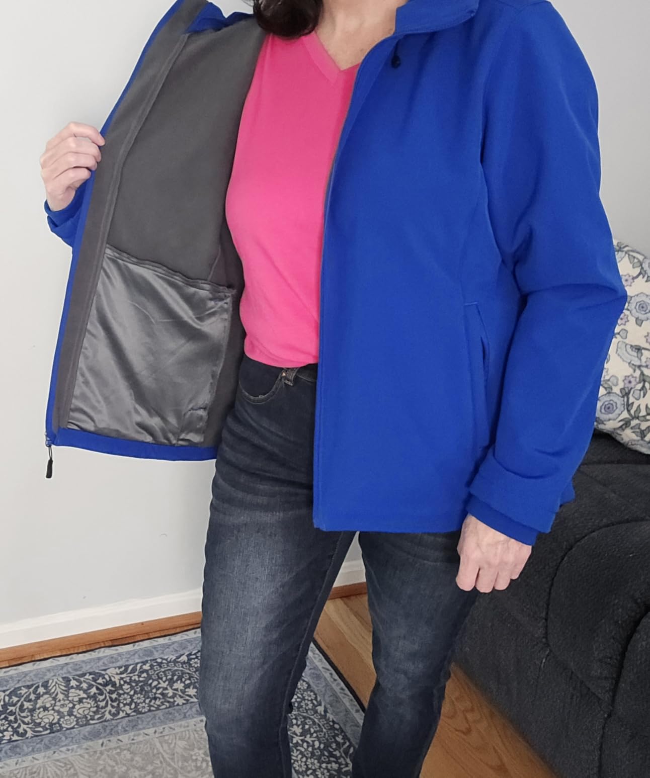 Outdoor Ventures Women's Softshell Jacket Fleece Lined Waterproof Rain Coat | Warm, Lightweight, Breathable, Insulated, Windbreaker, with Hood, 5 Pockets, Spring, Winter, for Hiking, Camping, Traveling customer photo 2