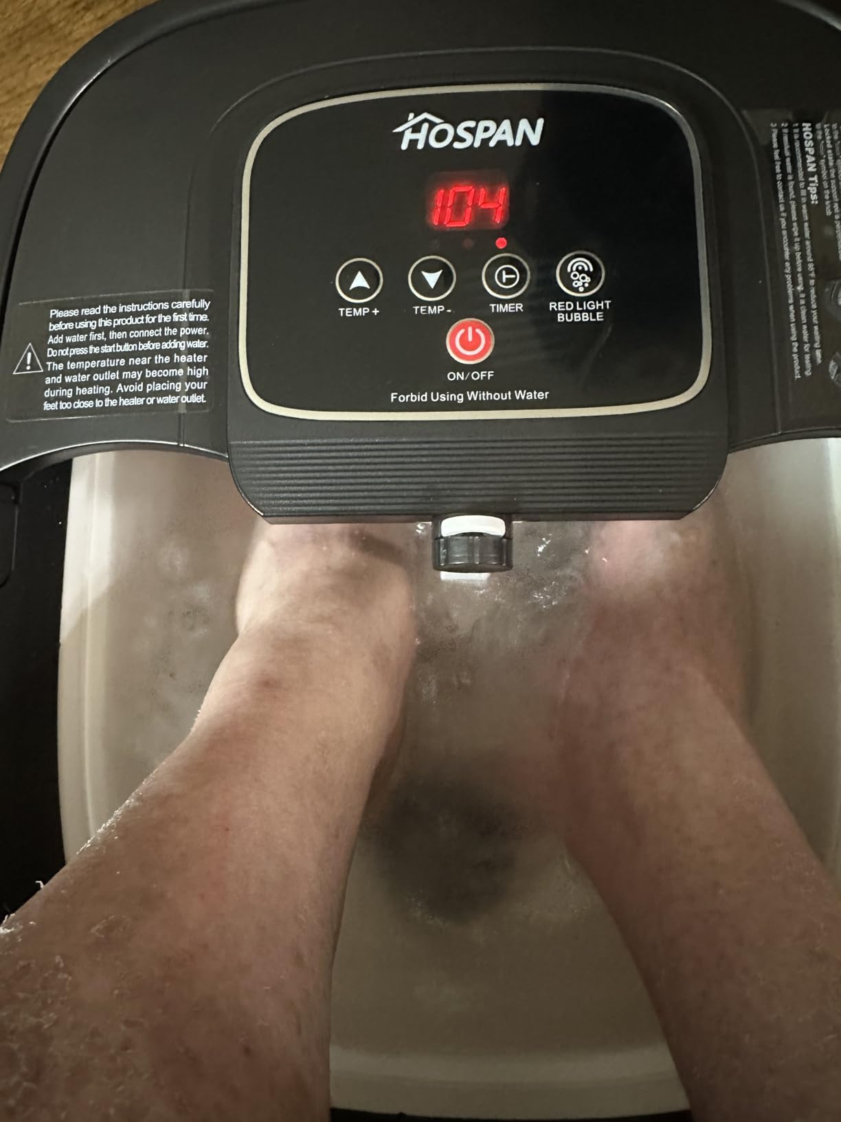 HOSPAN Collapsible Foot Spa, Foot Bath Massager with Heat, Bubble & Massage, 8 Shiatsu Rollers, 95F-118F Temp Control, Red Light, Space-Saving Collapsible Design customer photo 2