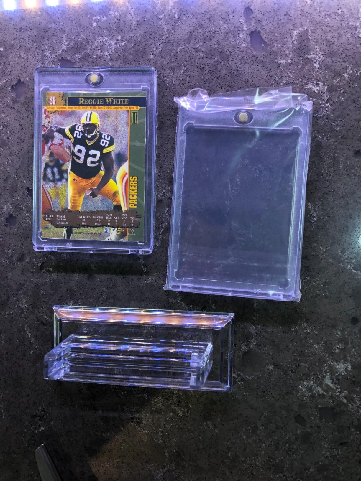 4Pcs Magnetic Card Holders for Trading Card, Baseball Card Protectors with 4 Stands, 35pt Acrylic Hard Card Sleeves Case for Sports Cards, Game Cards, Standard Cards Storage and Display customer photo 2