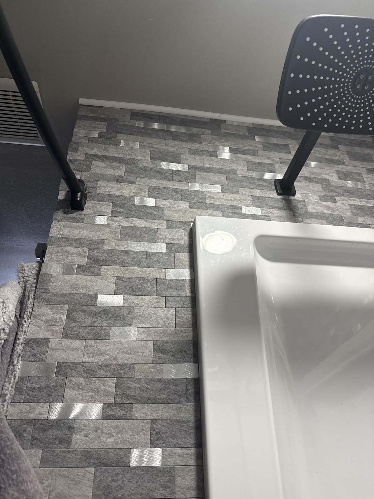 MOFIT Backsplash Tile for Kitchen Peel and Stick Stone Matte Finish,Bathroom Tiles Stickers 3D Wall Panel Linear Mosaic Marble Backsplash Waterproof(10sheets,Blue Green Gray) customer photo 1