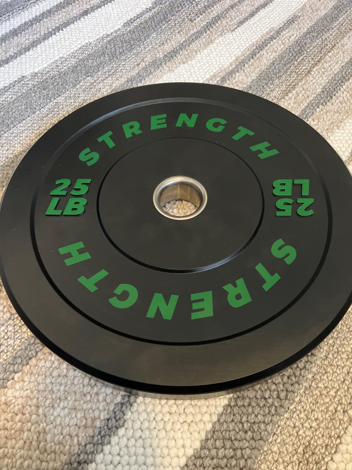 Rendpas 2-Inch Olympic Bumper Plates, 100% Virgin Rubber Low Bounce Barbell Weight for Home Gym Strength Training, 10lb-45lb Black with Color-Coded customer photo 2