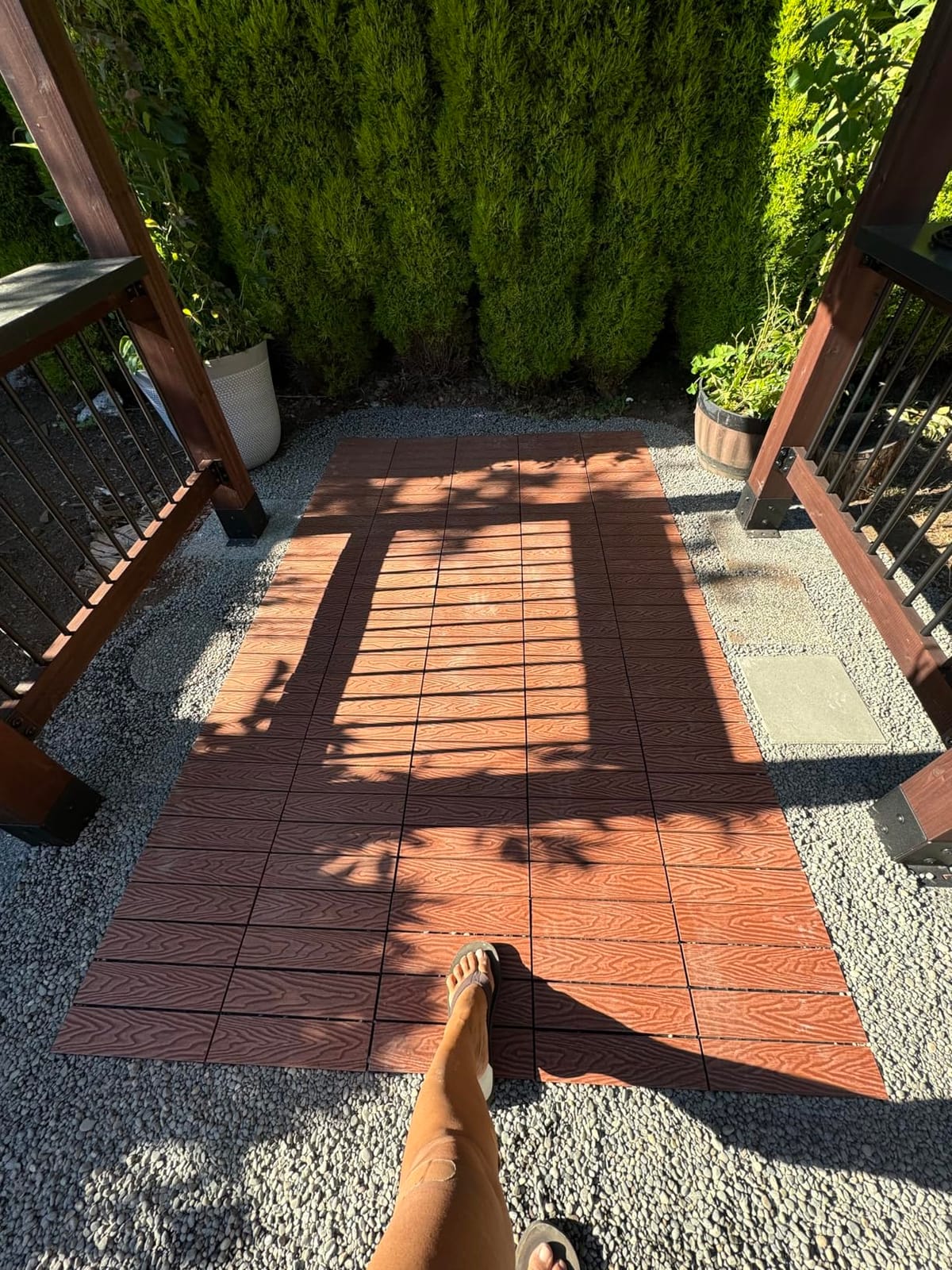 IDZO Wood Plastic Composite Deck Tiles Set of 10, Sustainable FSC Composite Decking Resist Rust, Water, Weather, Easy to DIY & Maintain, Ideal for Patios, Balconies, Rooftops, Decks - Grey customer photo 1