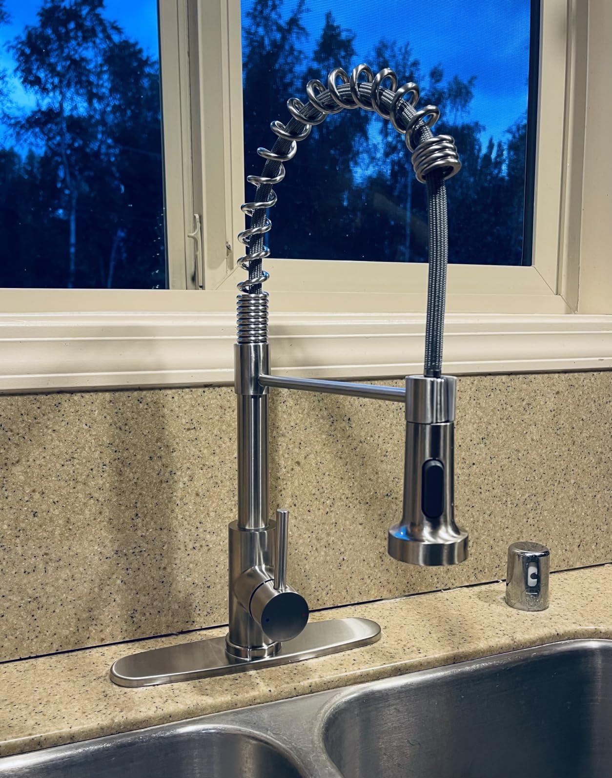 OWOFAN Touchless Pull Down Kitchen Faucet LED Light Brushed Nickel | Temperature LED Light, Single Handle Kitchen Sink Faucet, Motion Sensor, Smart Hands-Free, Lead-Free Stainless Steel customer photo 1