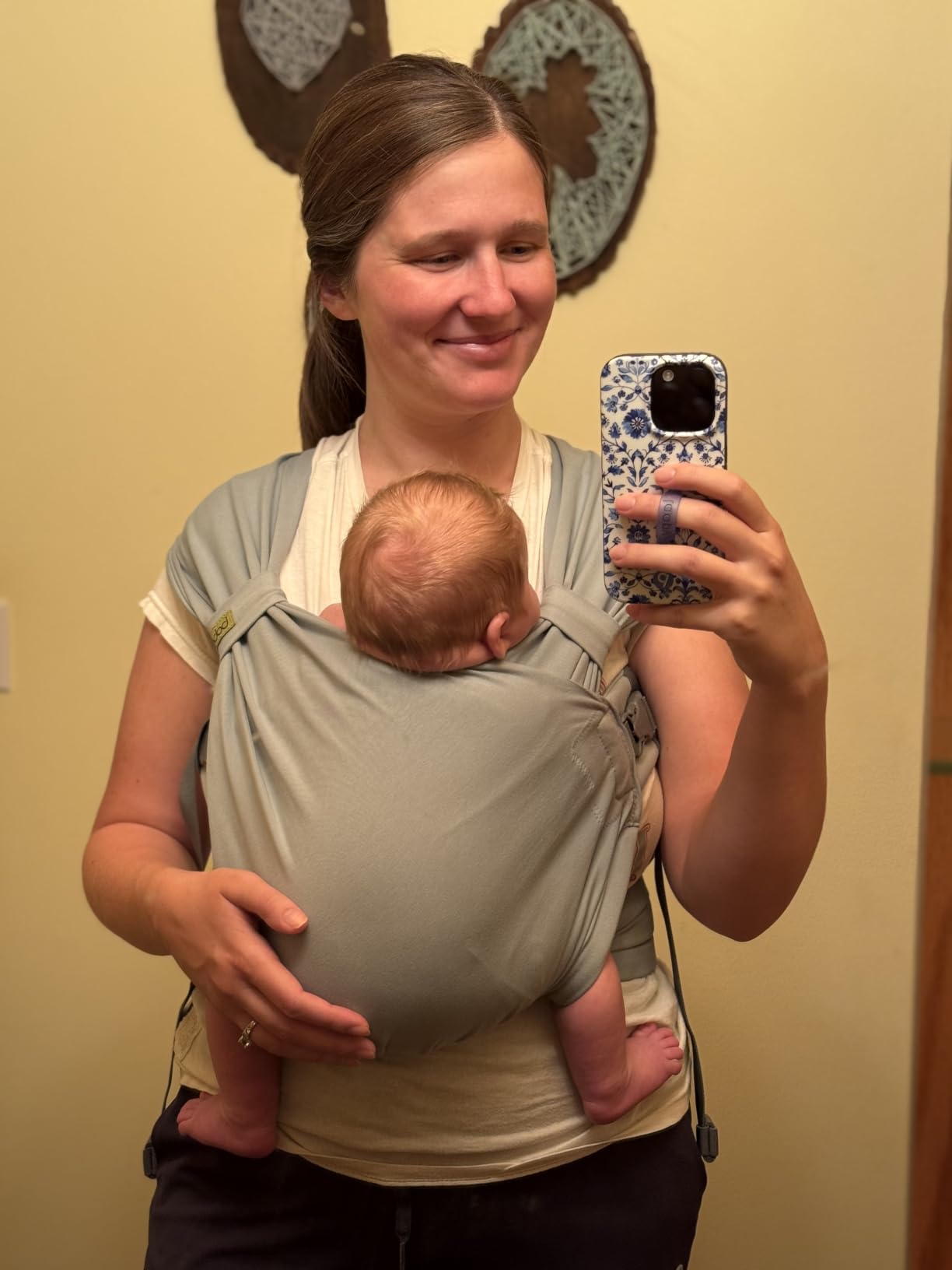 Boba Bliss Pre-Wrapped Baby Wrap Carrier, Newborn Sling, Sea Mist | Stretchy Hybrid Sling that slips on in seconds, no tying, Hip-Healthy certified with Head Support for newborns 0-18 months. customer photo 1