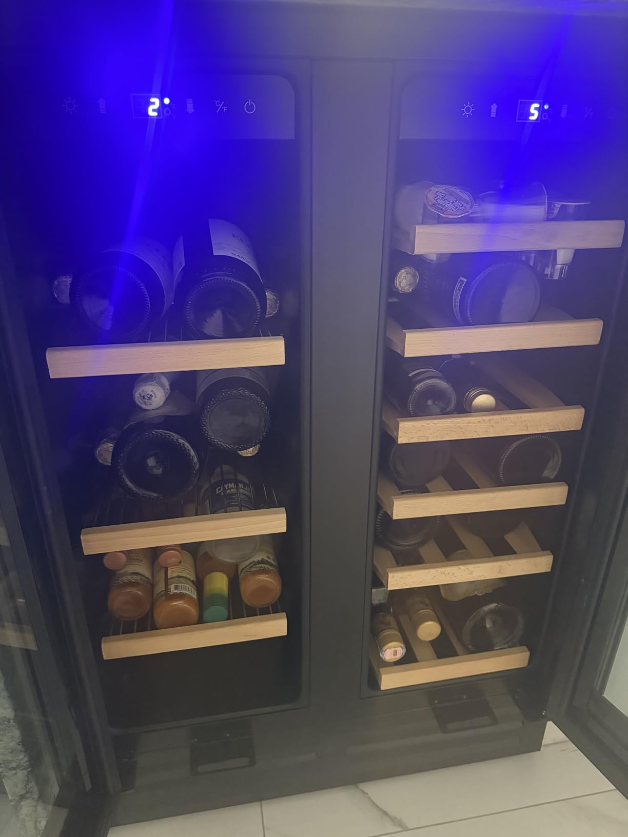 Velivi 24'' Wine and Beverage Refrigerator UnderCounter Fridge Dual Zone | Black Built-In or Freestanding Fridge with Glass Door&Lock, 18 Bottles and 68 Cans Large Capacity for Beer Soda Drink customer photo 2