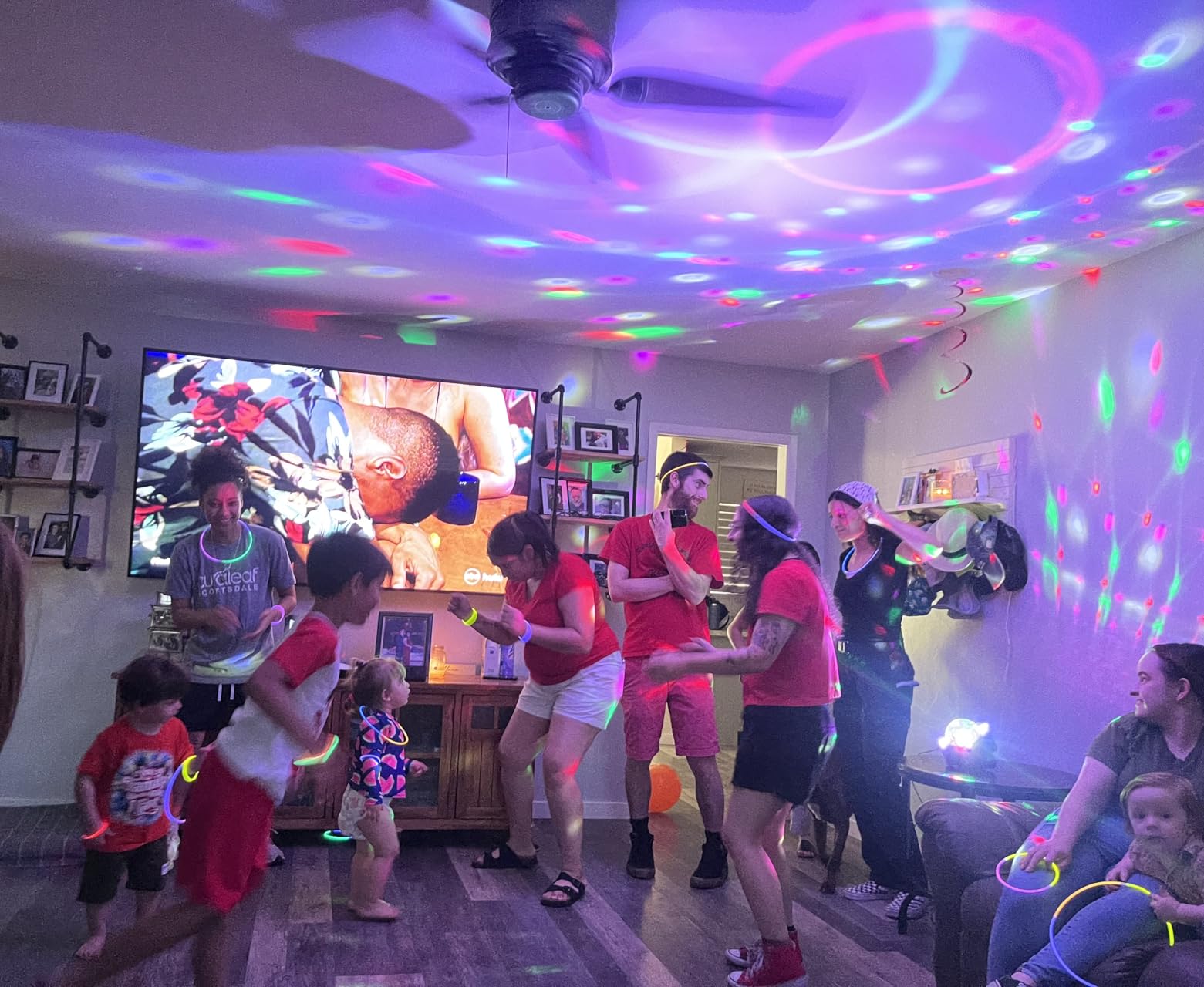 YINPKTEO Party Lights Disco Ball Light, Dj Disco Light Sound Activated LED Light 6 Colors for Home Room Dance Parties Birthday Karaoke Halloween customer photo 1