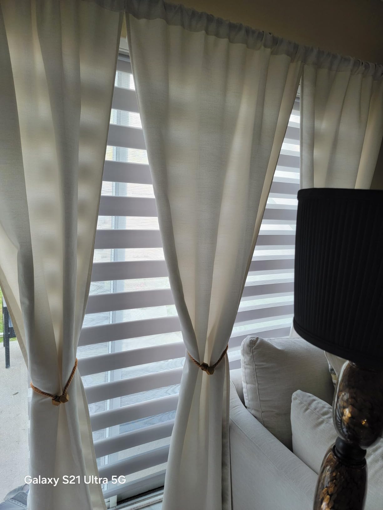 Allesin Motorized Zebra Blinds with Remote, Electric Dual-Layer Shades with Dry Battery-Powered, Smart Window Blind with Privacy Light Control (White 31
