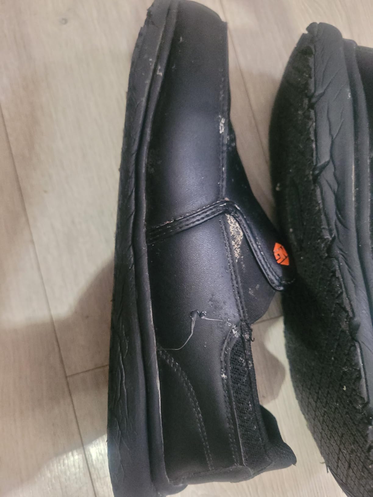 HISEA Non Slip Work Shoes for Men, Slip-On Loafers Chef Kitchen Shoes | Comfortable Lightweight Mens Slip Resistant Work Shoes, Water Resistant Leather Restaurant Shoes, Food Service Dress, Black customer photo 2