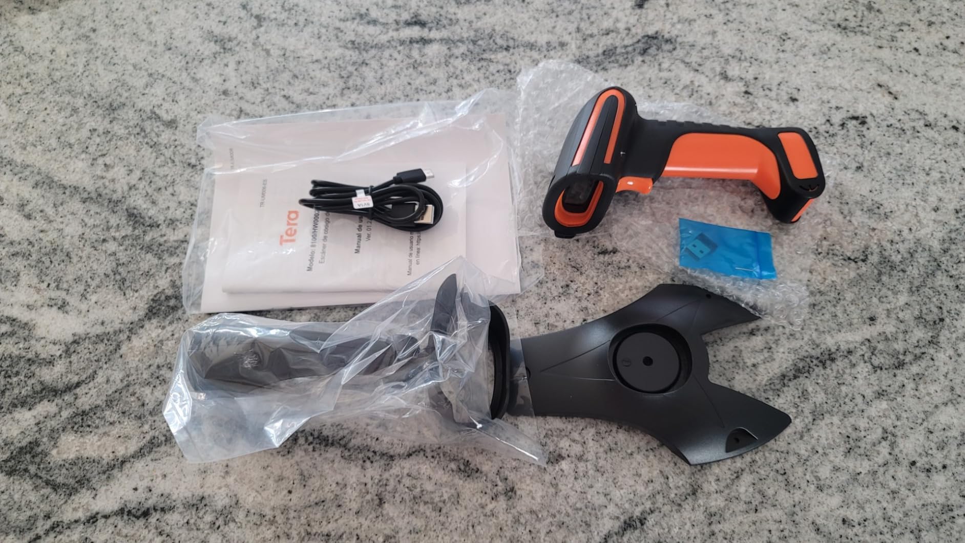 Tera Barcode Scanner Wireless with Stand: Industrial Drop-Resistant Orange | IP66, BT 2.4G USB, 640*480 CMOS Global, 1D 2D QR Reader, 650 Scans/Sec, 2500mAh, Warehouse Logistics Retail Library School customer photo 2
