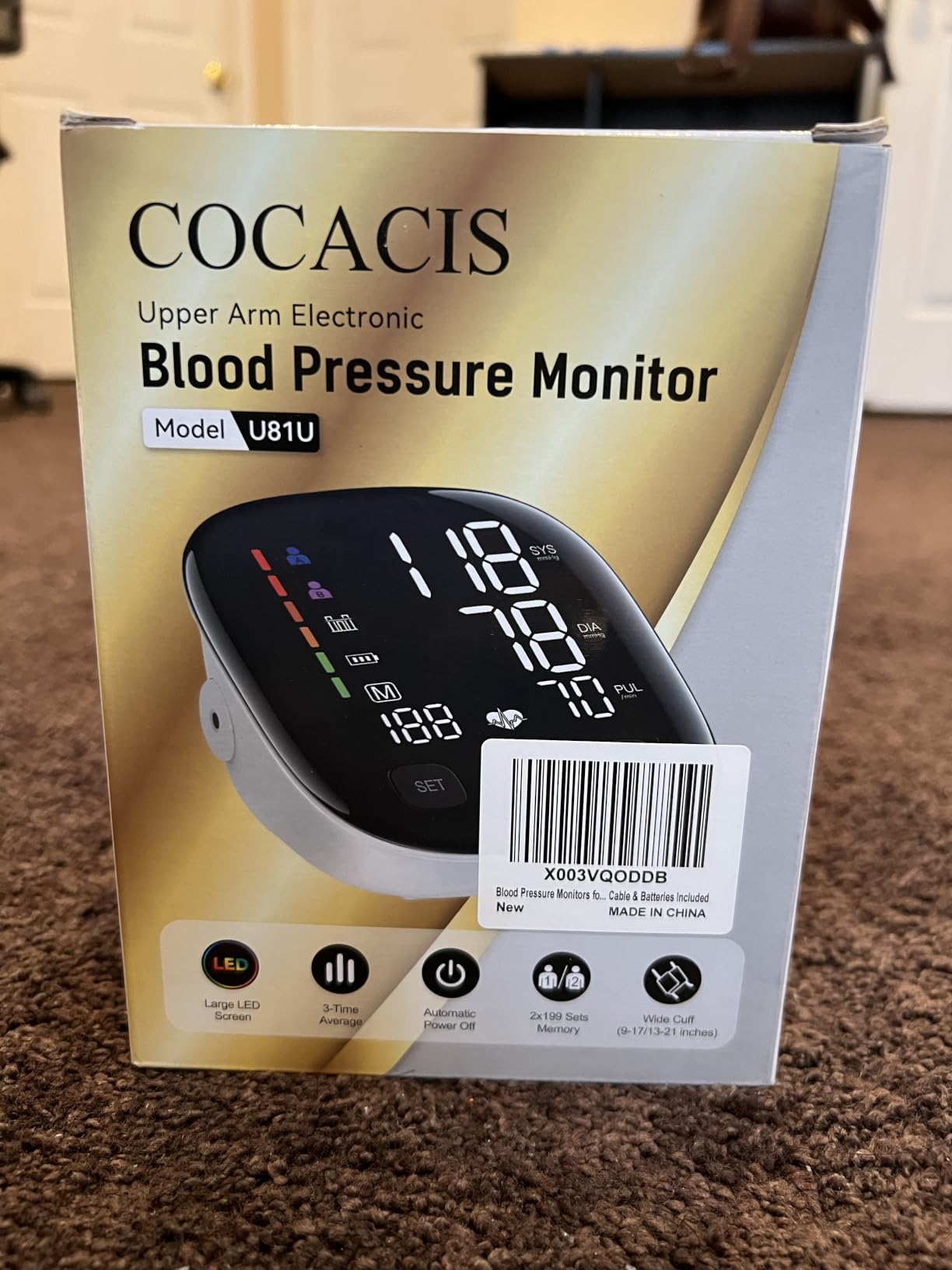 Blood Pressure Monitors for Home Use, 9-17'' & 13-21'' Extra Large Blood Pressure Cuff Upper Arm Blood Pressure Machine, 6 in Large LED Backlit Display, USB Cable & Batteries Included customer photo 1