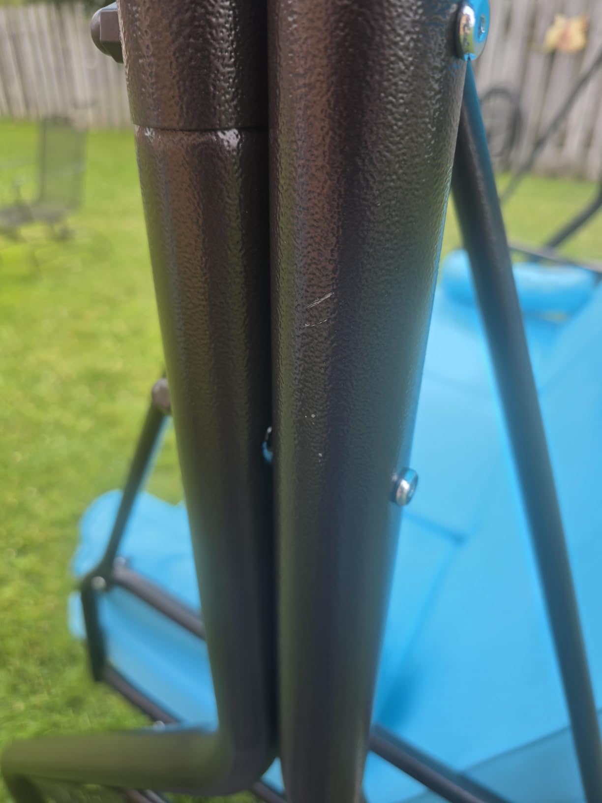 HOMREST 3 Seat Porch Swing with Adjustable Canopy, Patio Swing with Stand customer photo 2