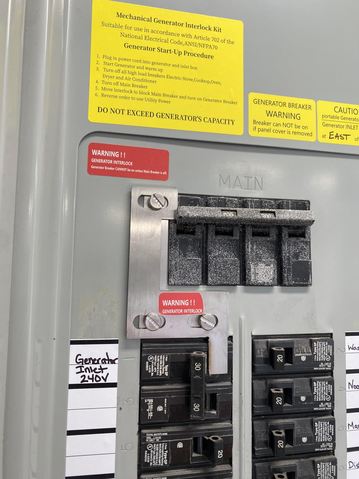 Generator Interlock Kit Compatible with Siemens,ITE,Gould Murray | and Thomas and Betts 150 or 200 amp Panels,1 1/4 Inch Spacing Between Main Circuit Breaker and Generator Circuit Breaker customer photo 1