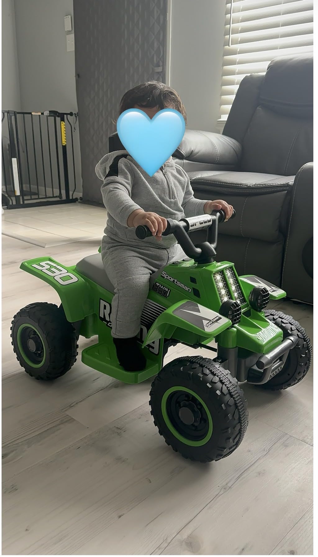 ANPABO 6V 7AH Kids ATV, 4 Wheeler for Kids w/Headlight & Pedal (Blue) | Easy assemblly, slow start, forward & reverse, built-in music player & horn, birthday gift for kids 3+ customer photo 2