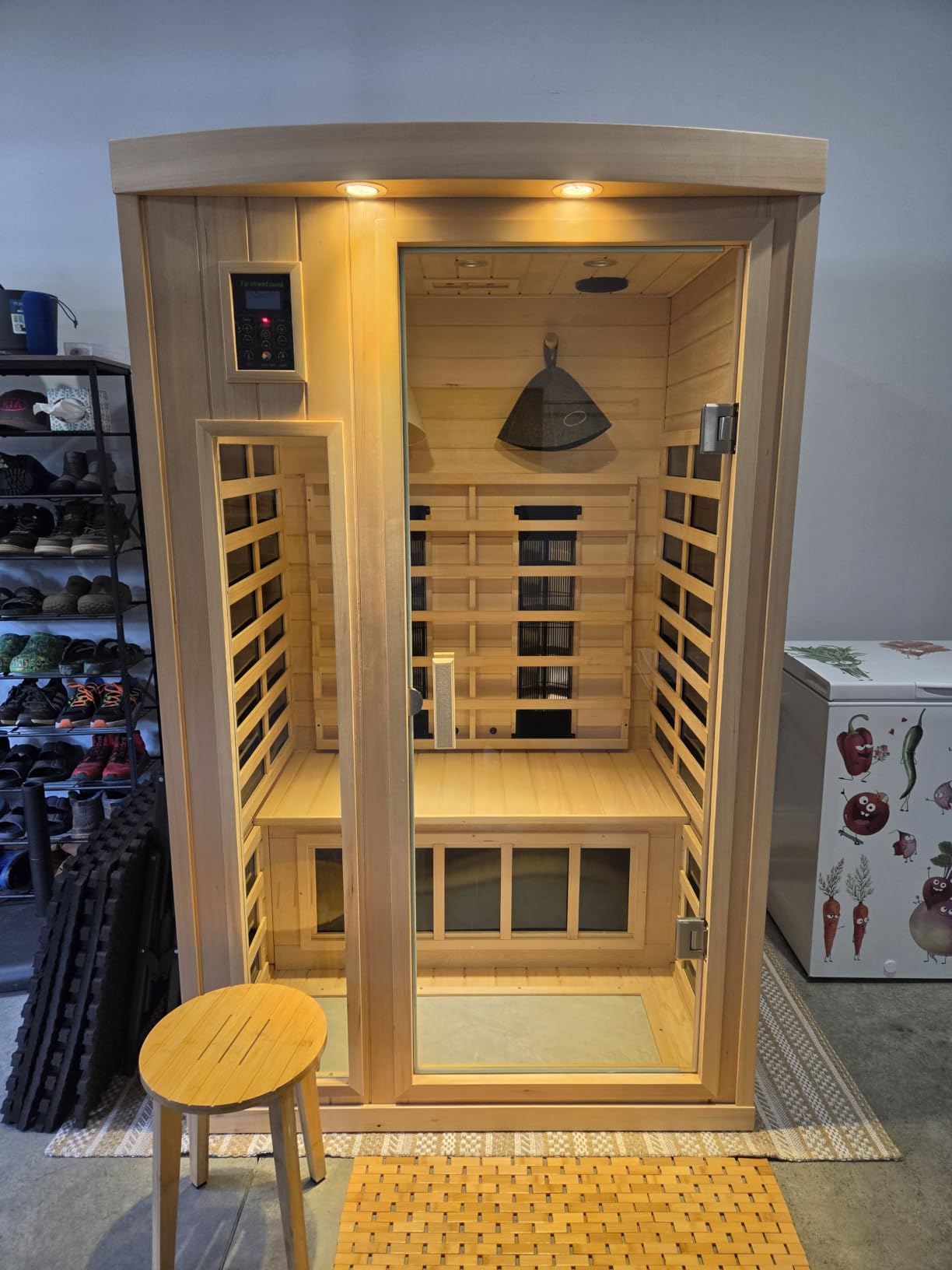 Outdoor Sauna 4 Person Low EMF Far Infrared Sauna for Home, 2050W Mahogany Wooden Sauna Room for Outdoor Indoor Home, with Blue-Tooth, LCD, LED customer photo 1