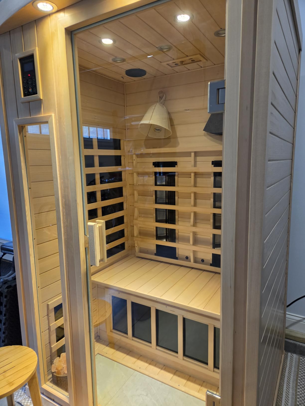 Outdoor Sauna 4 Person Low EMF Far Infrared Sauna for Home, 2050W Mahogany Wooden Sauna Room for Outdoor Indoor Home, with Blue-Tooth, LCD, LED customer photo 2